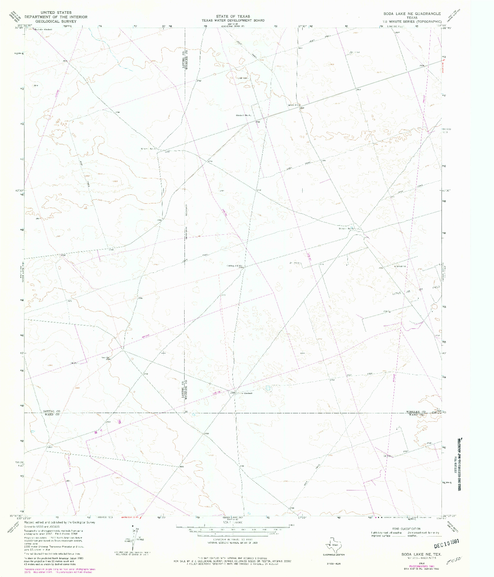 USGS 1:24000-SCALE QUADRANGLE FOR SODA LAKE NE, TX 1968