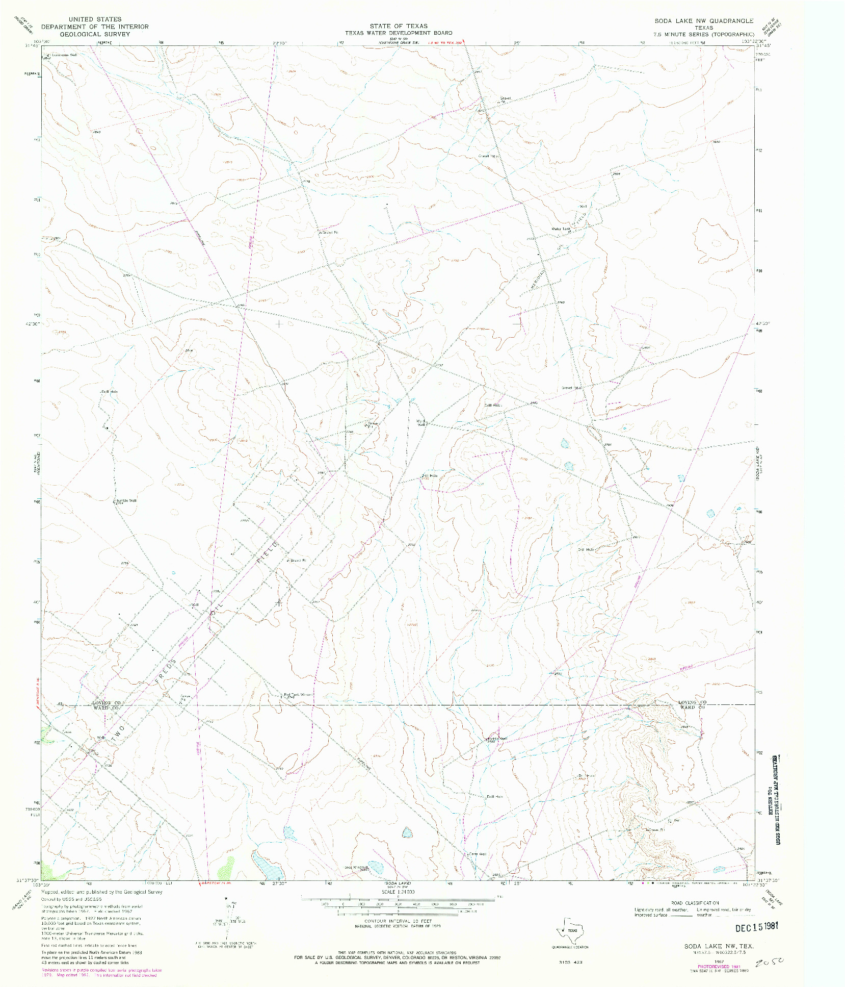 USGS 1:24000-SCALE QUADRANGLE FOR SODA LAKE NW, TX 1967