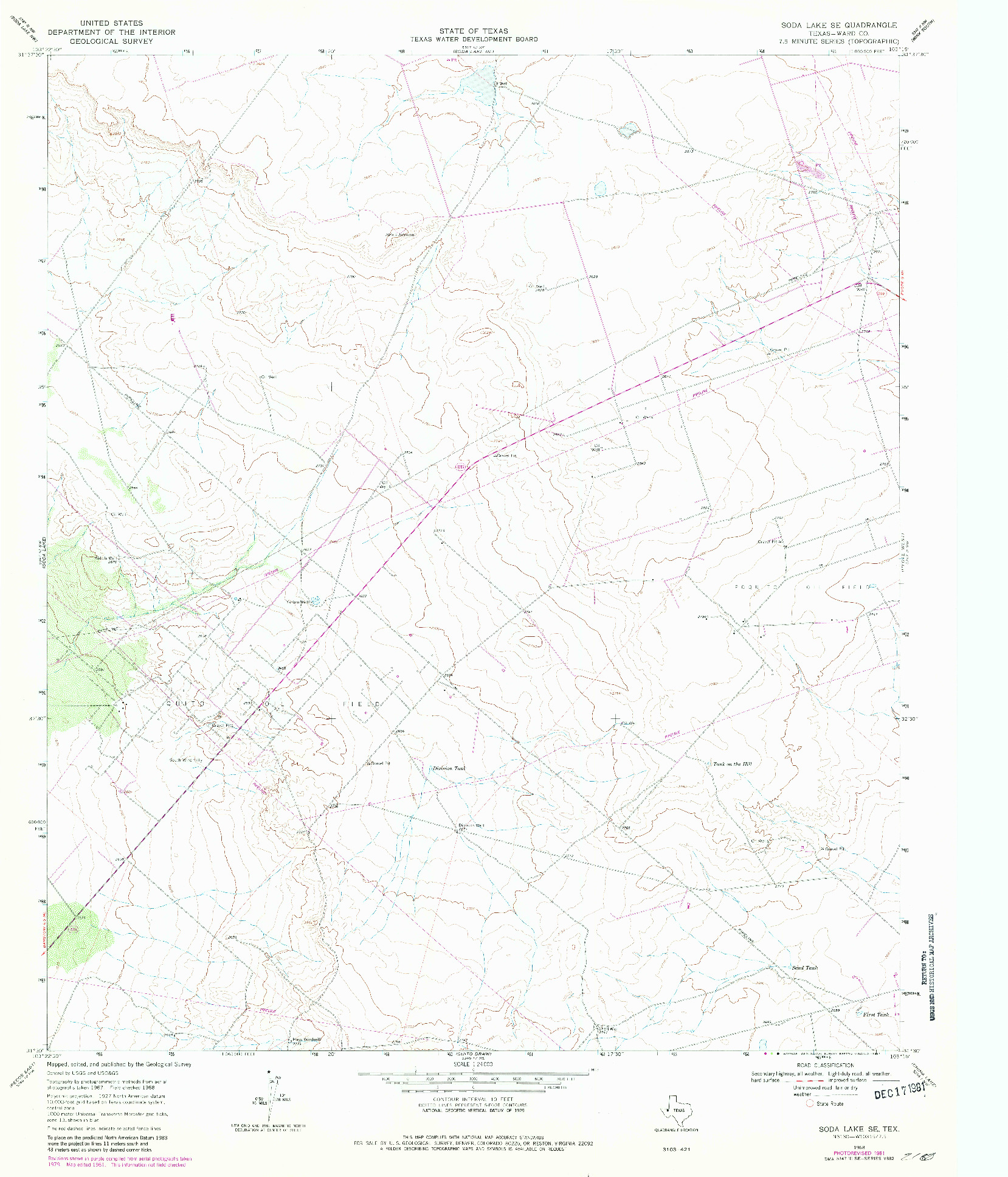 USGS 1:24000-SCALE QUADRANGLE FOR SODA LAKE SE, TX 1968