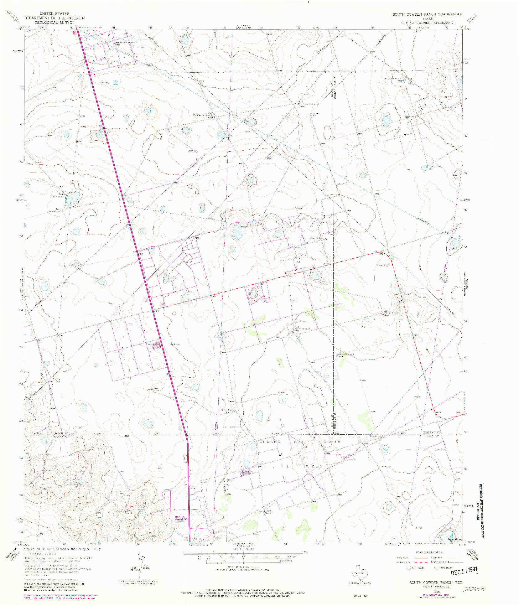 USGS 1:24000-SCALE QUADRANGLE FOR SOUTH COWDEN RANCH, TX 1965
