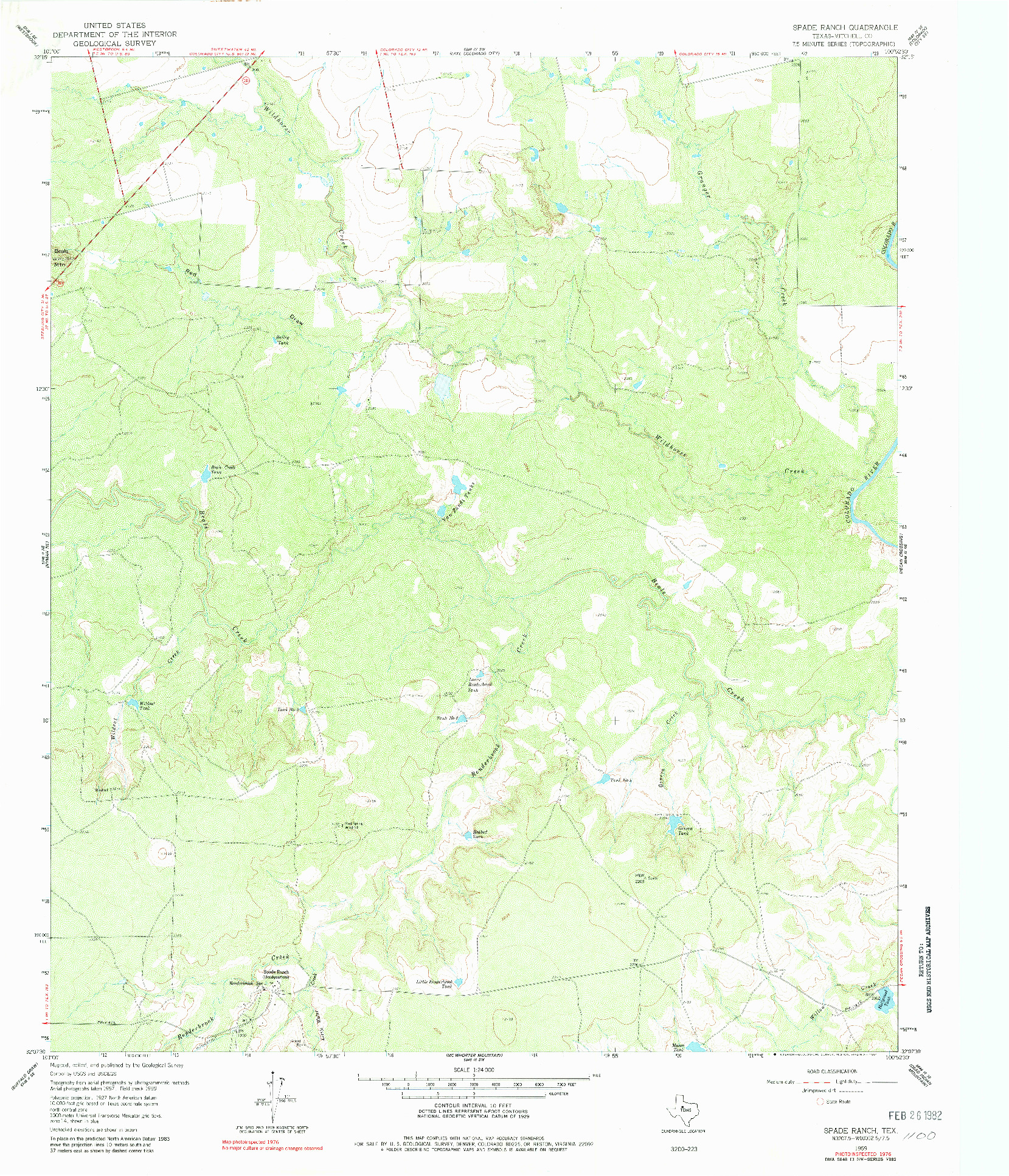 USGS 1:24000-SCALE QUADRANGLE FOR SPADE RANCH, TX 1959