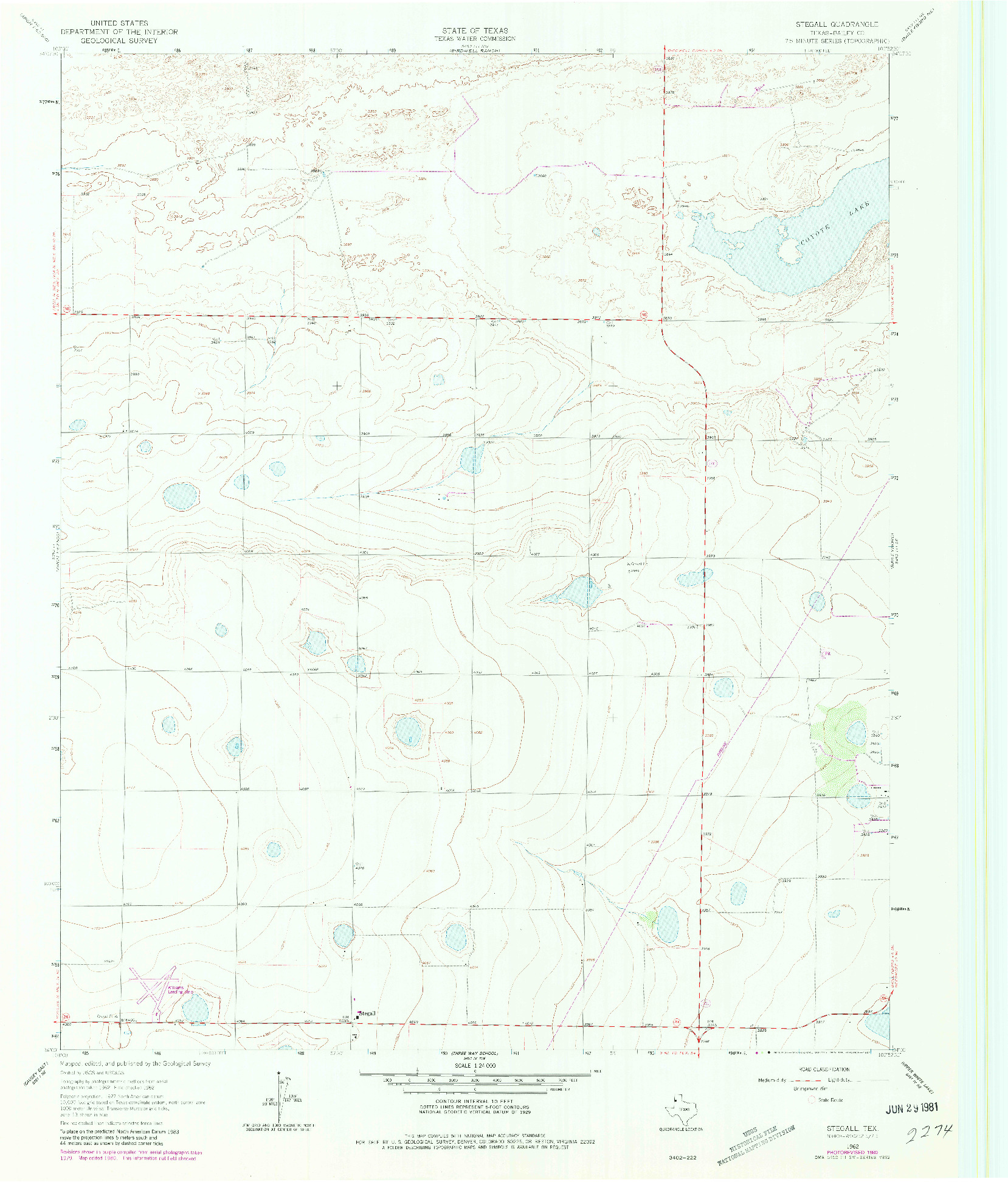 USGS 1:24000-SCALE QUADRANGLE FOR STEGALL, TX 1962