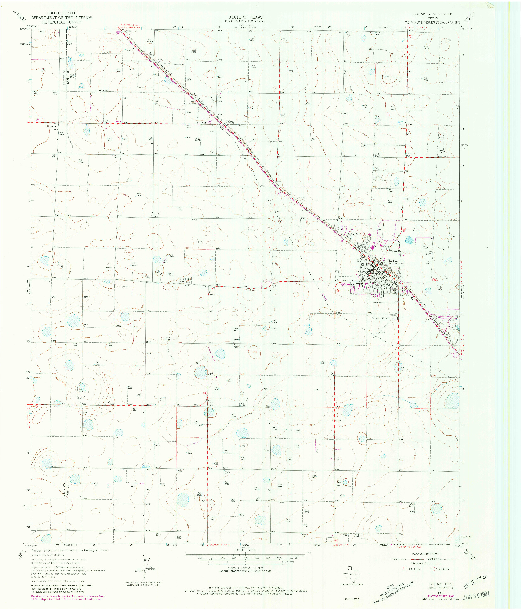 USGS 1:24000-SCALE QUADRANGLE FOR SUDAN, TX 1962