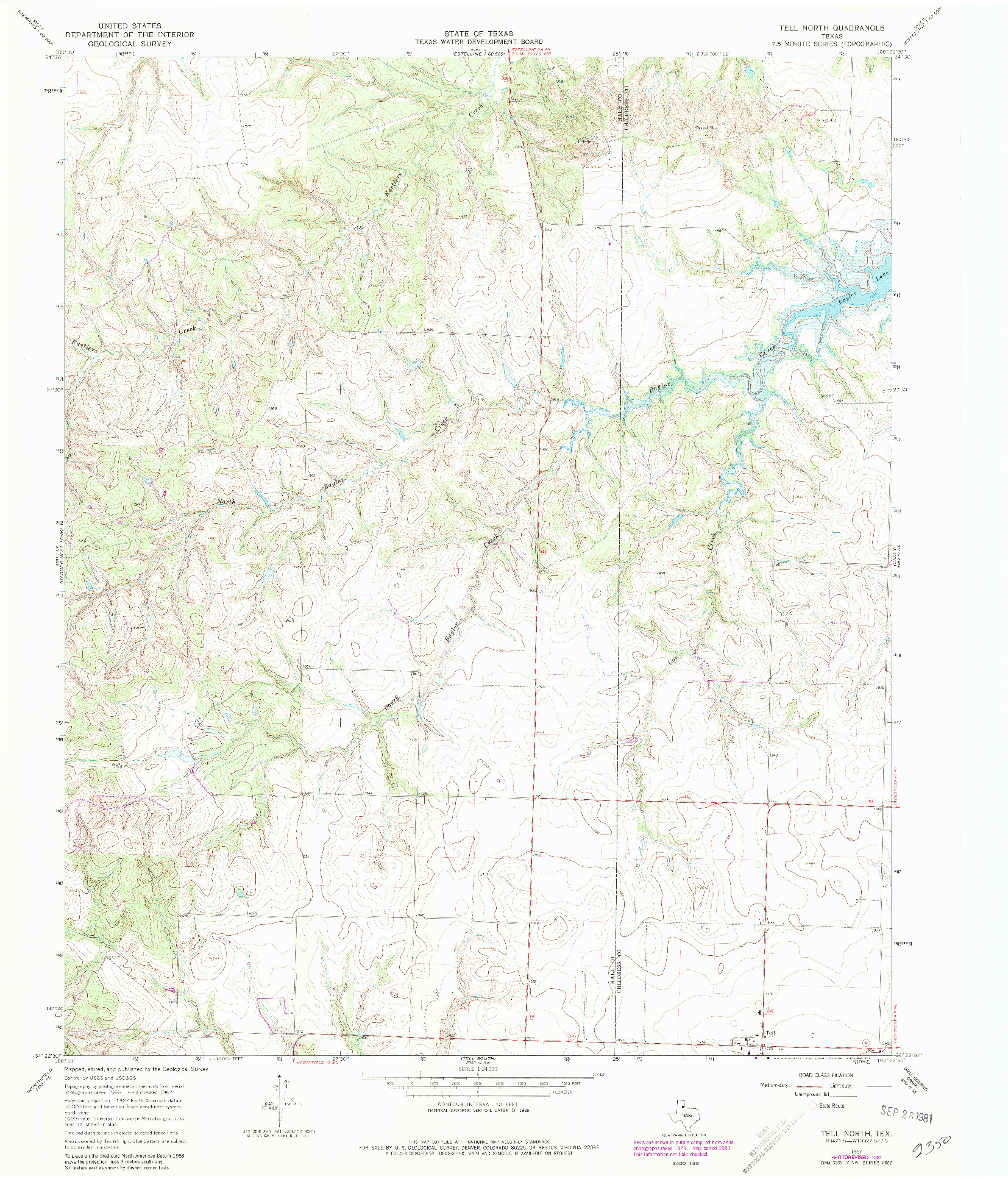 USGS 1:24000-SCALE QUADRANGLE FOR TELL NORTH, TX 1967