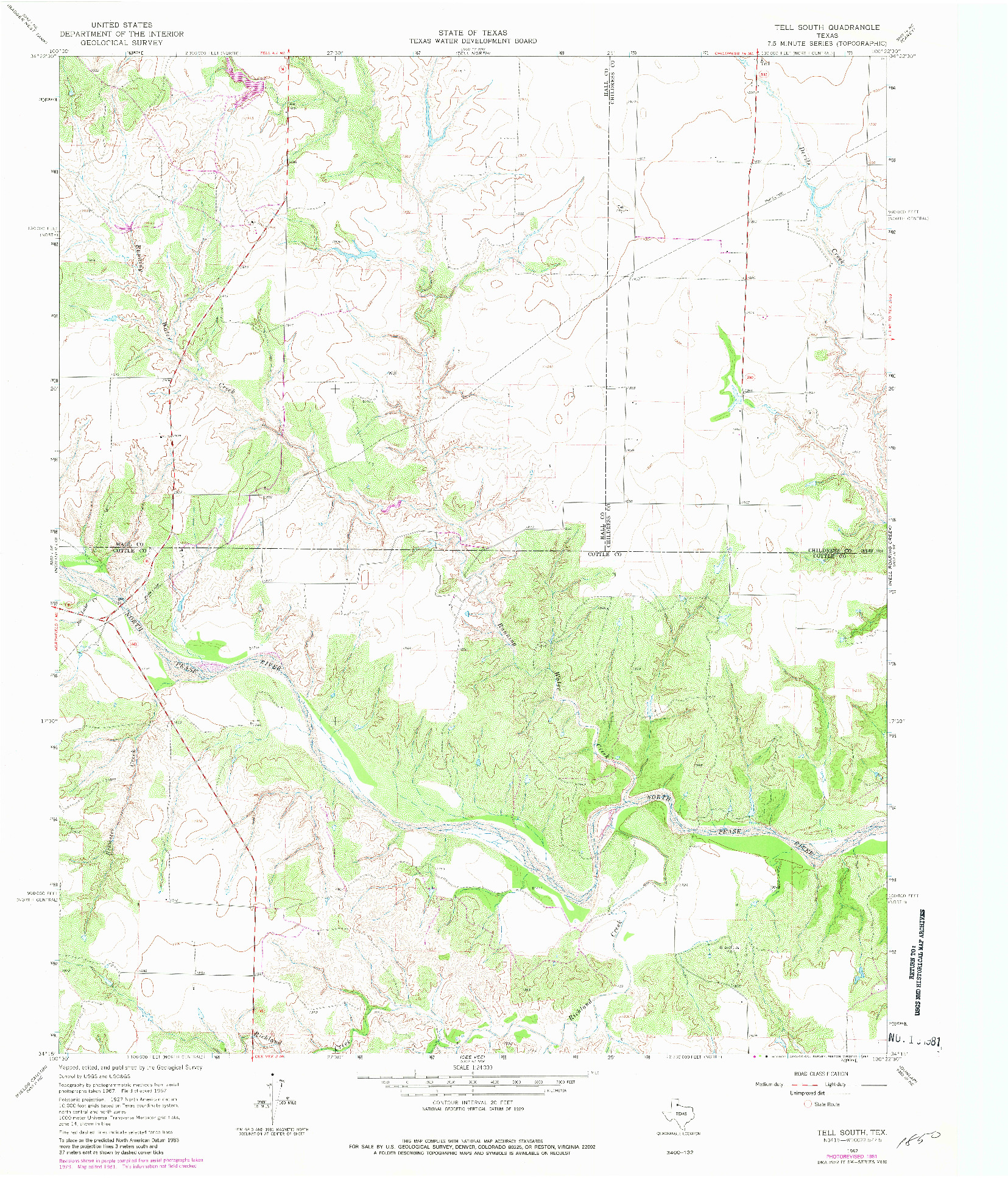 USGS 1:24000-SCALE QUADRANGLE FOR TELL SOUTH, TX 1967