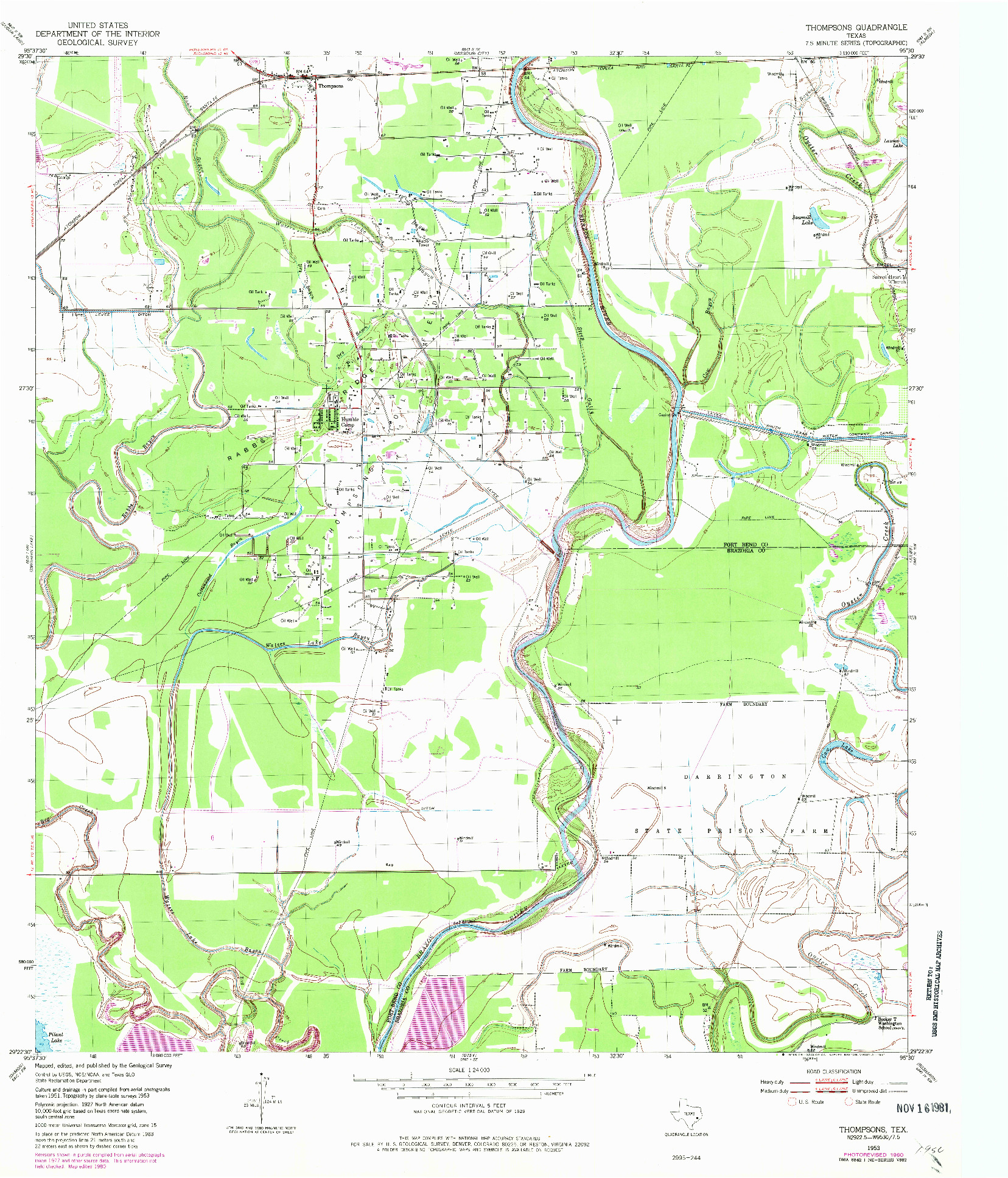 USGS 1:24000-SCALE QUADRANGLE FOR THOMPSONS, TX 1953