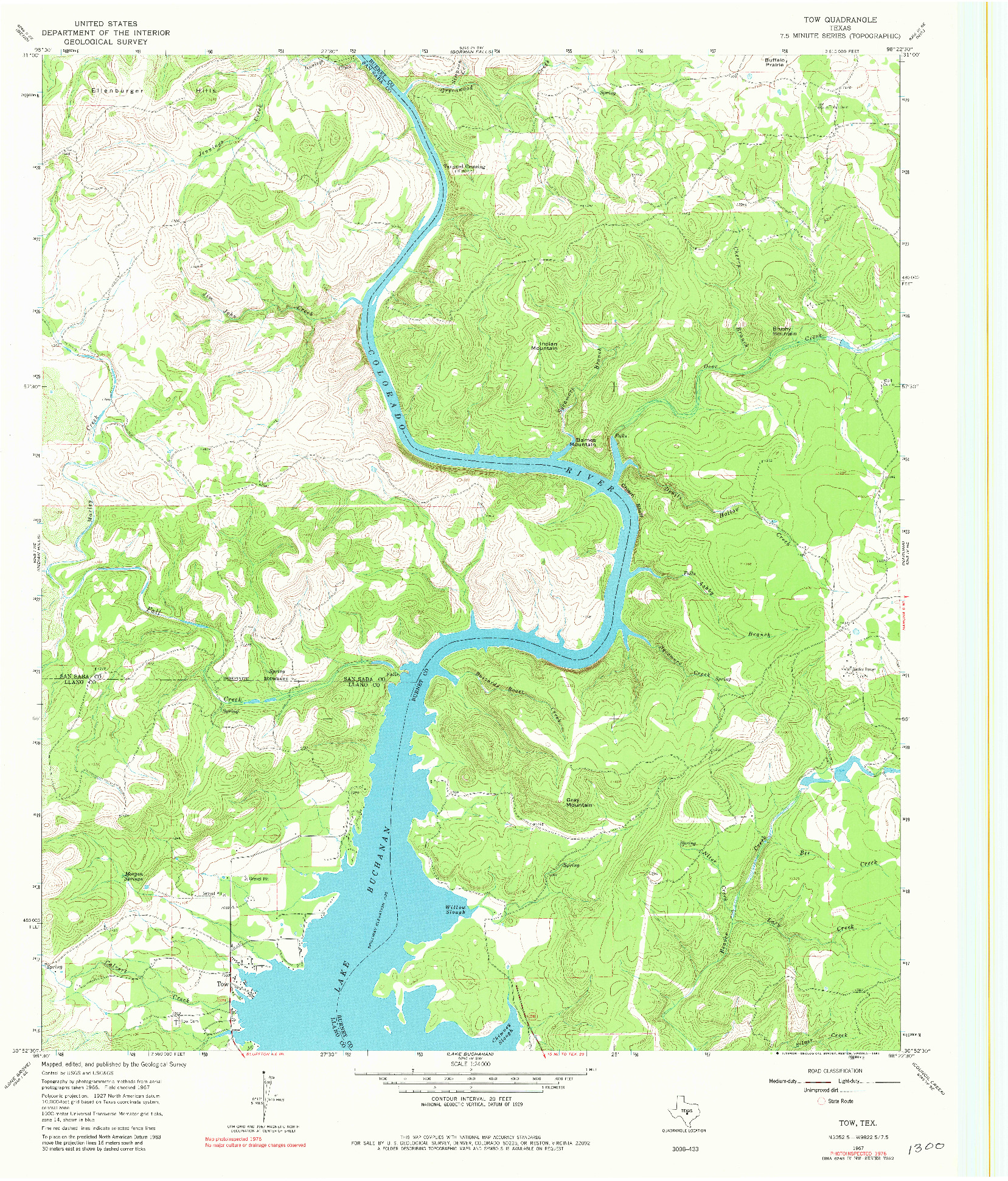 USGS 1:24000-SCALE QUADRANGLE FOR TOW, TX 1967