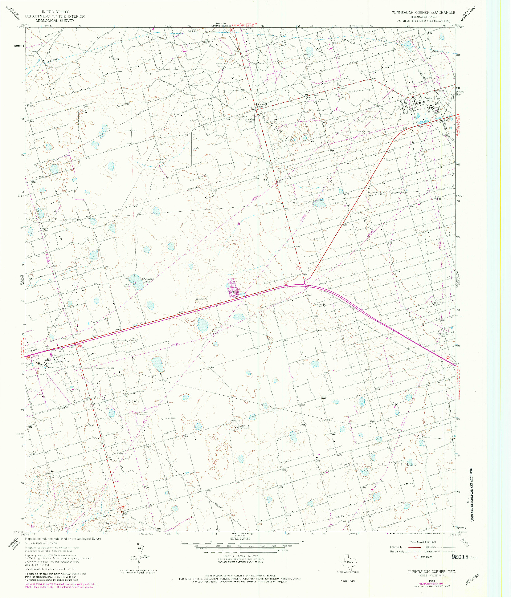 USGS 1:24000-SCALE QUADRANGLE FOR TURNBAUGH CORNER, TX 1964