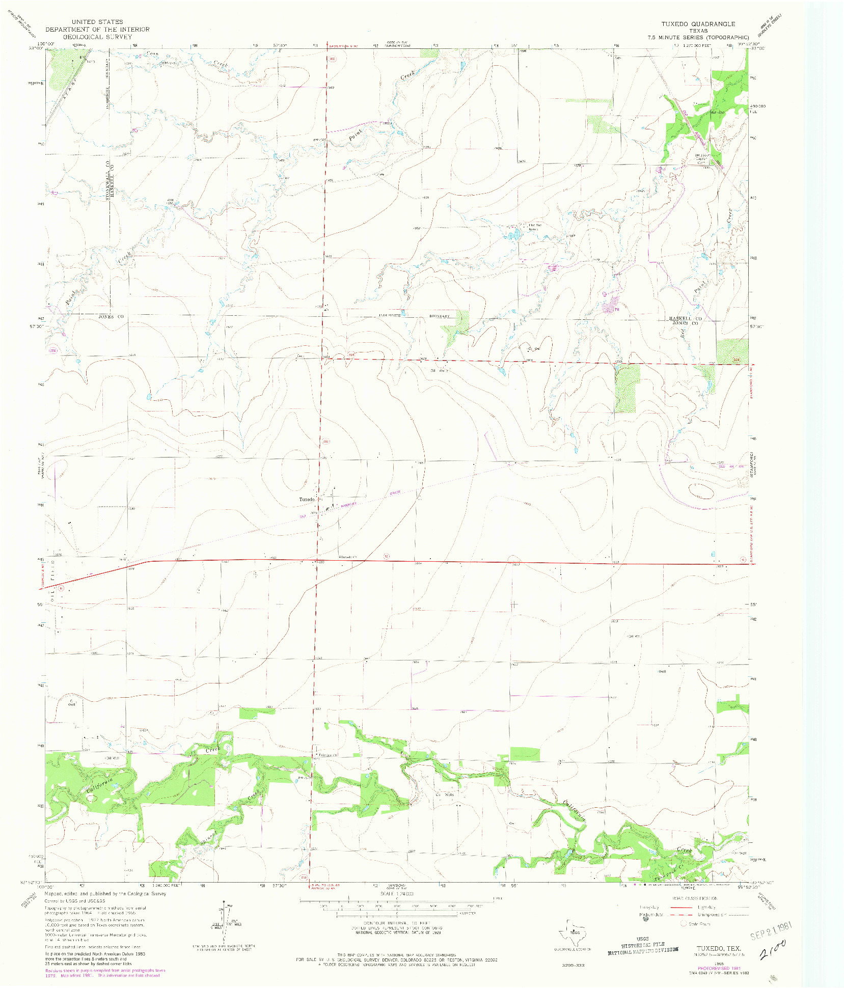 USGS 1:24000-SCALE QUADRANGLE FOR TUXEDO, TX 1965