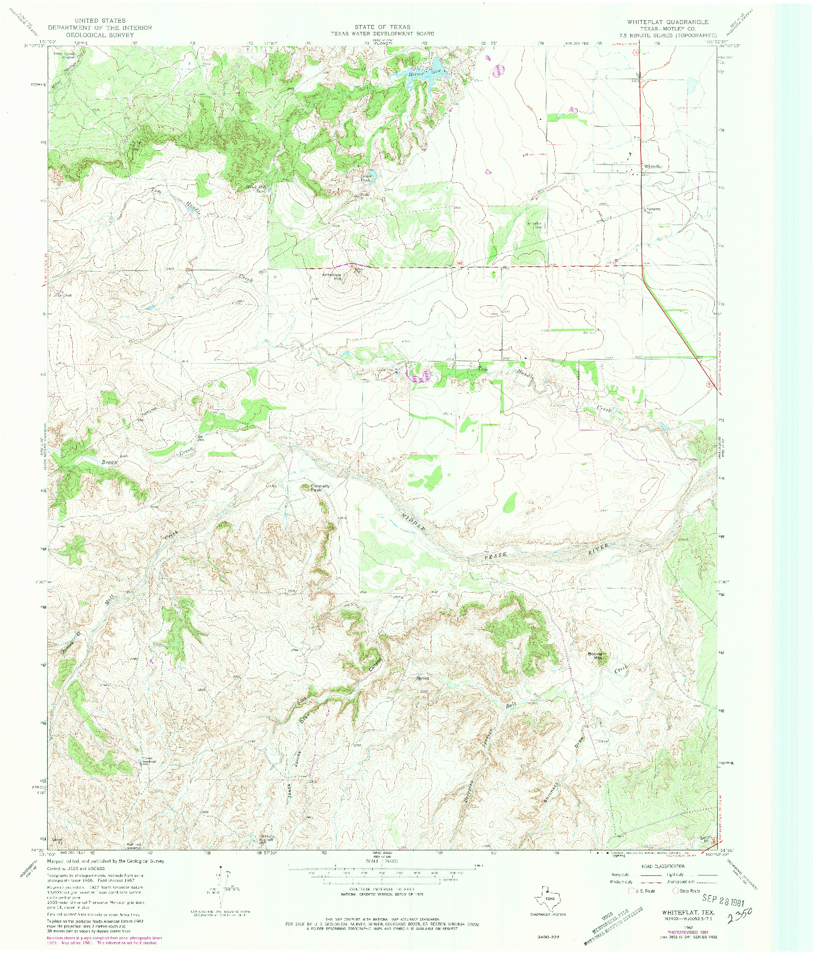 USGS 1:24000-SCALE QUADRANGLE FOR WHITEFLAT, TX 1967