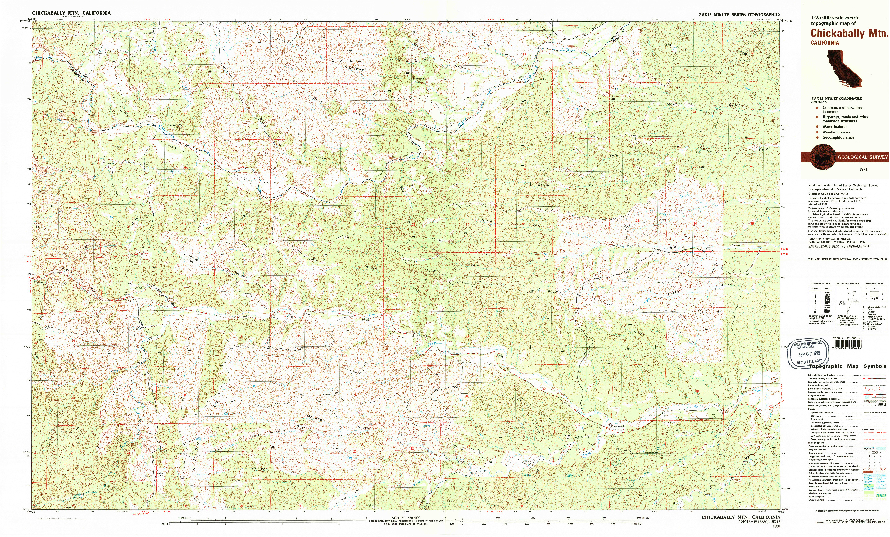 USGS 1:25000-SCALE QUADRANGLE FOR CHICKABALLY MTN, CA 1981