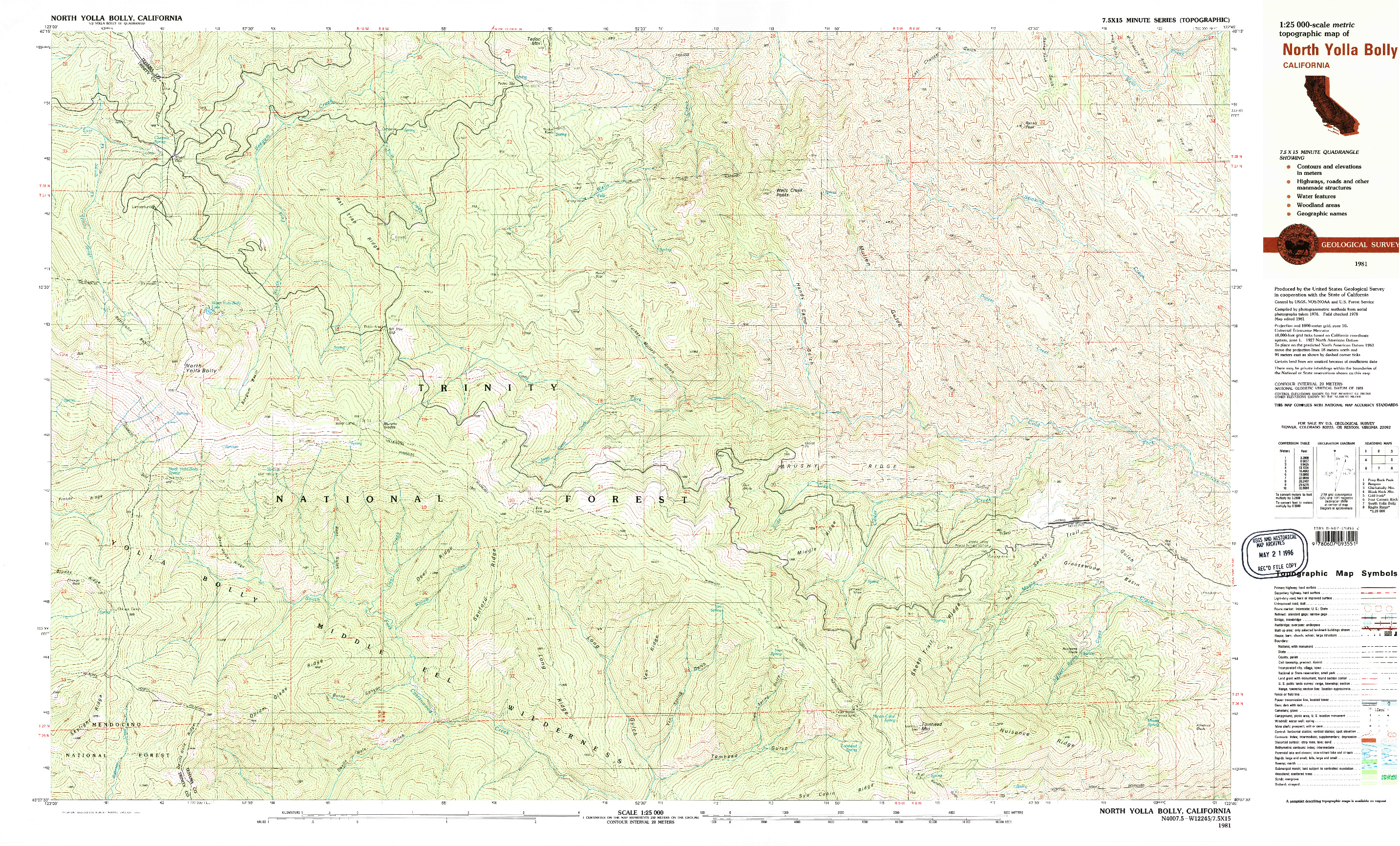 USGS 1:25000-SCALE QUADRANGLE FOR NORTH YOLLA BOLLY, CA 1981