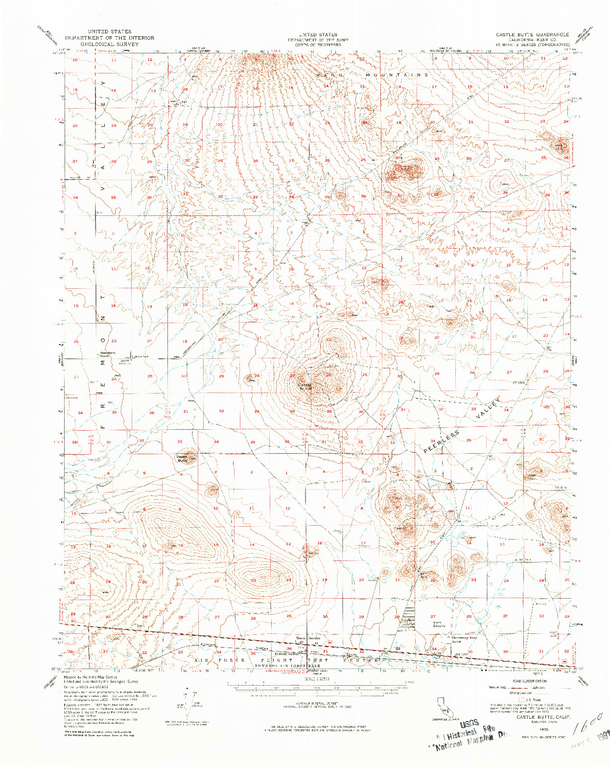 USGS 1:62500-SCALE QUADRANGLE FOR CASTLE BUTTE, CA 1956