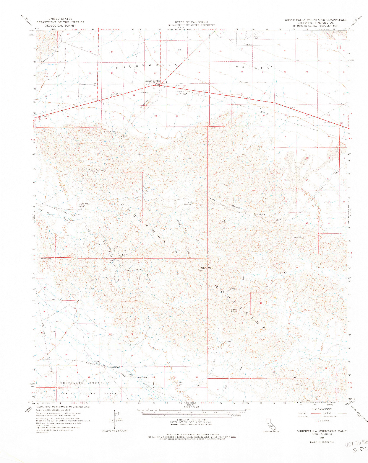 USGS 1:62500-SCALE QUADRANGLE FOR CHUCKWALLA MOUNTAINS, CA 1963