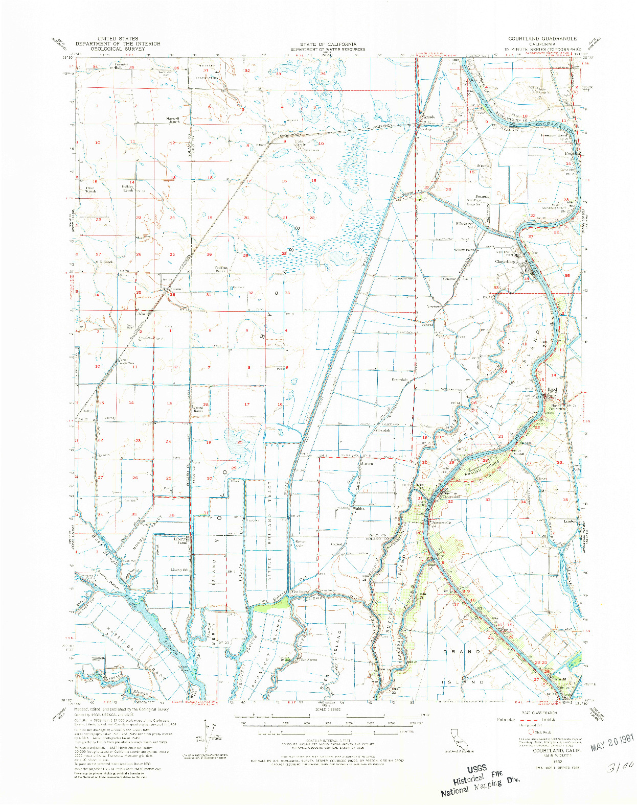 USGS 1:62500-SCALE QUADRANGLE FOR COURTLAND, CA 1952