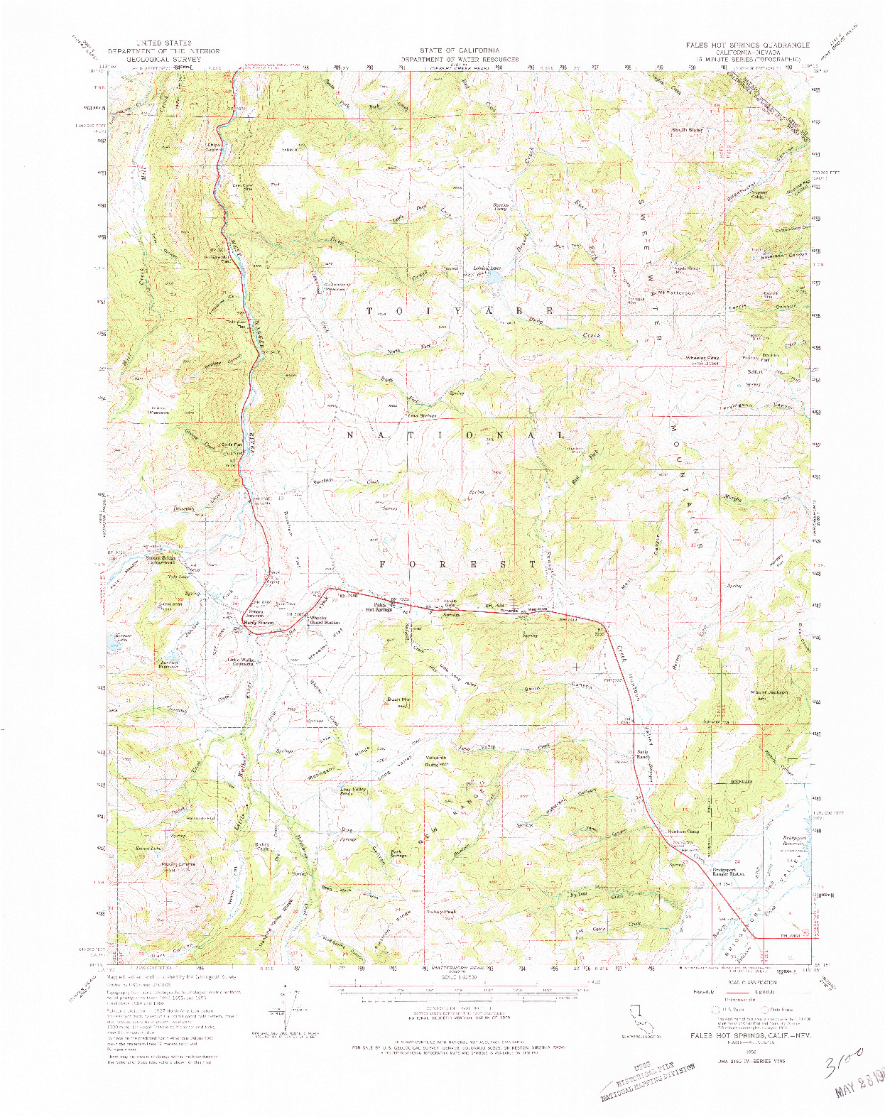 USGS 1:62500-SCALE QUADRANGLE FOR FALES HOT SPRINGS, CA 1956