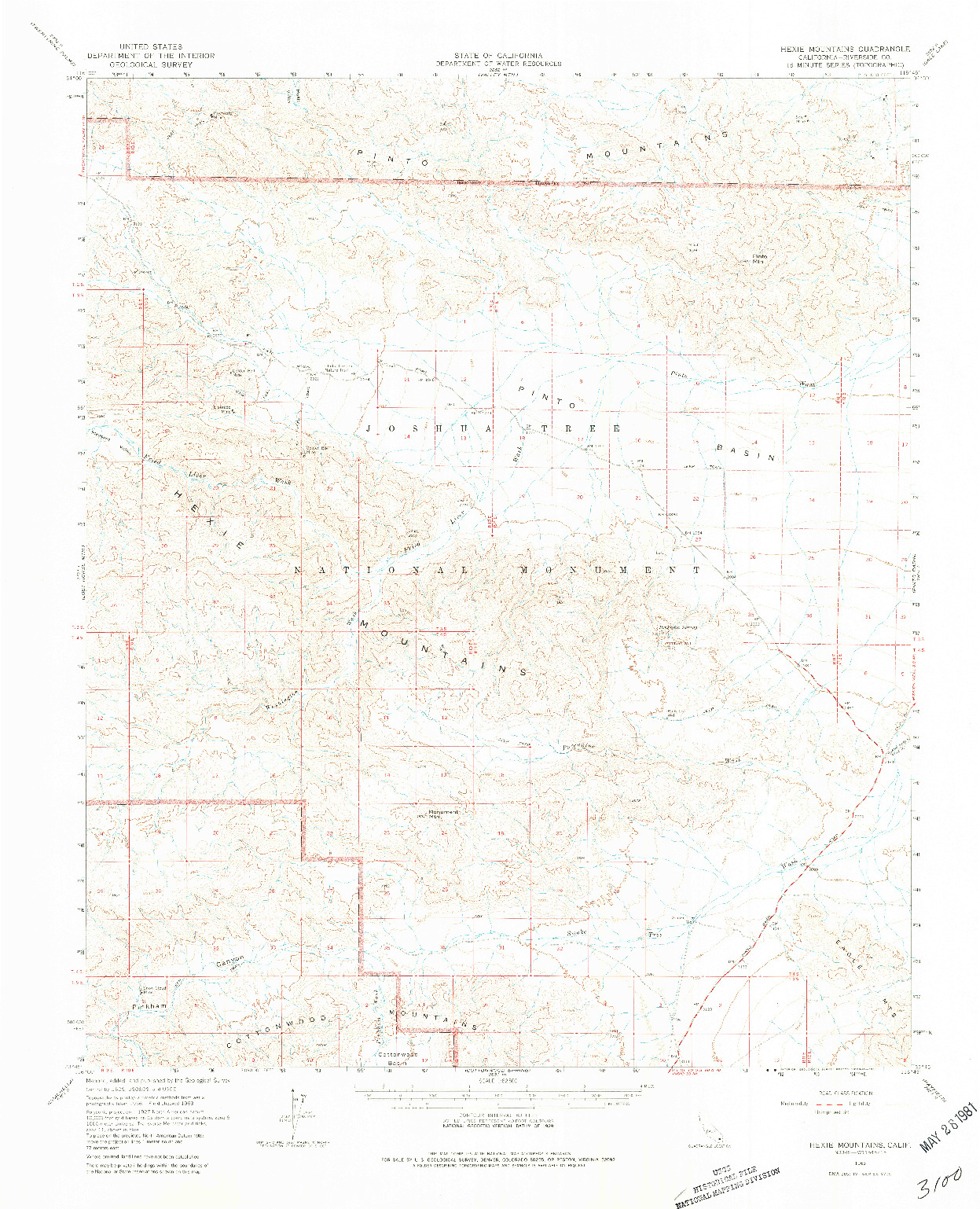 USGS 1:62500-SCALE QUADRANGLE FOR HEXIE MOUNTAINS, CA 1963