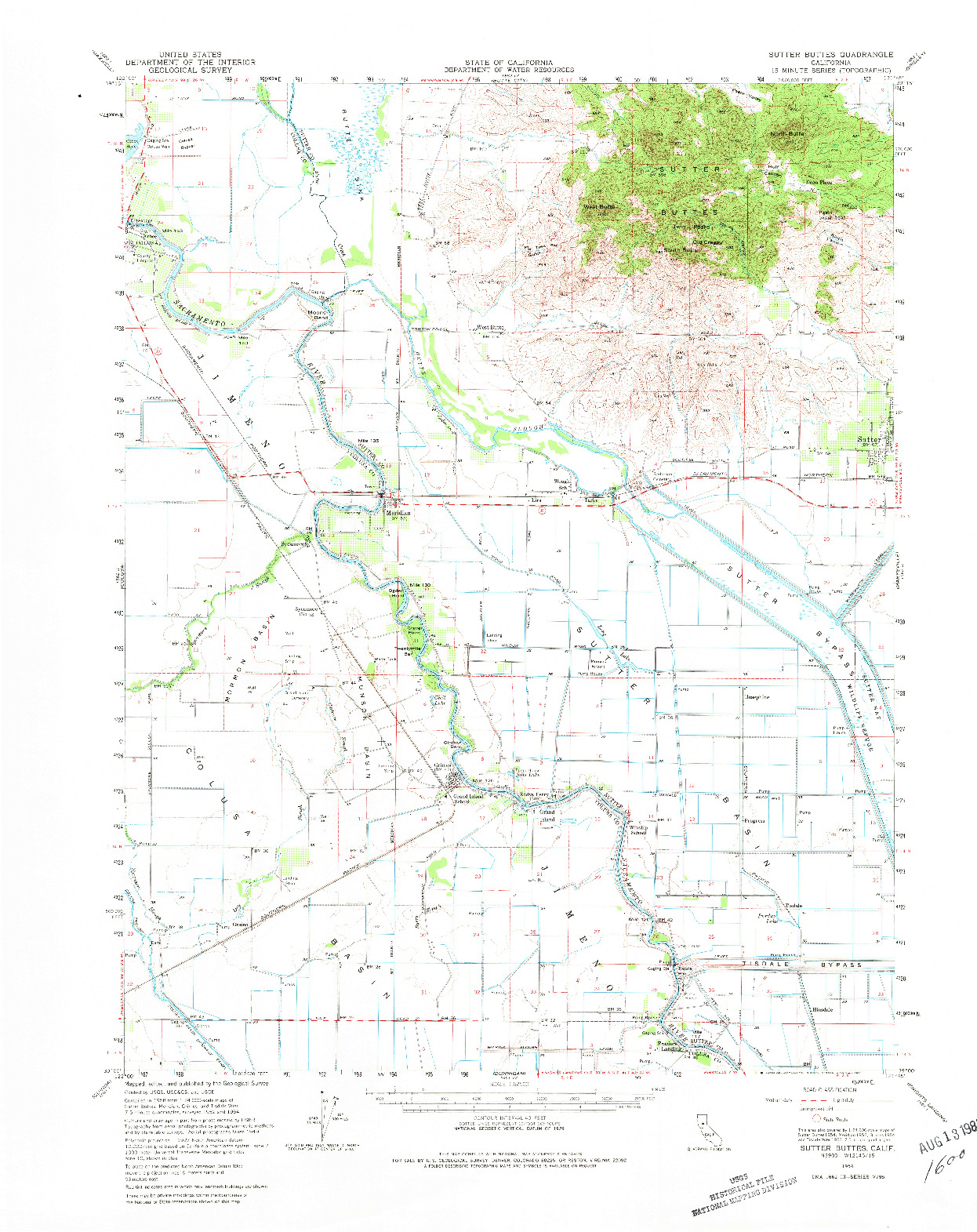 USGS 1:62500-SCALE QUADRANGLE FOR SUTTER BUTTES, CA 1954