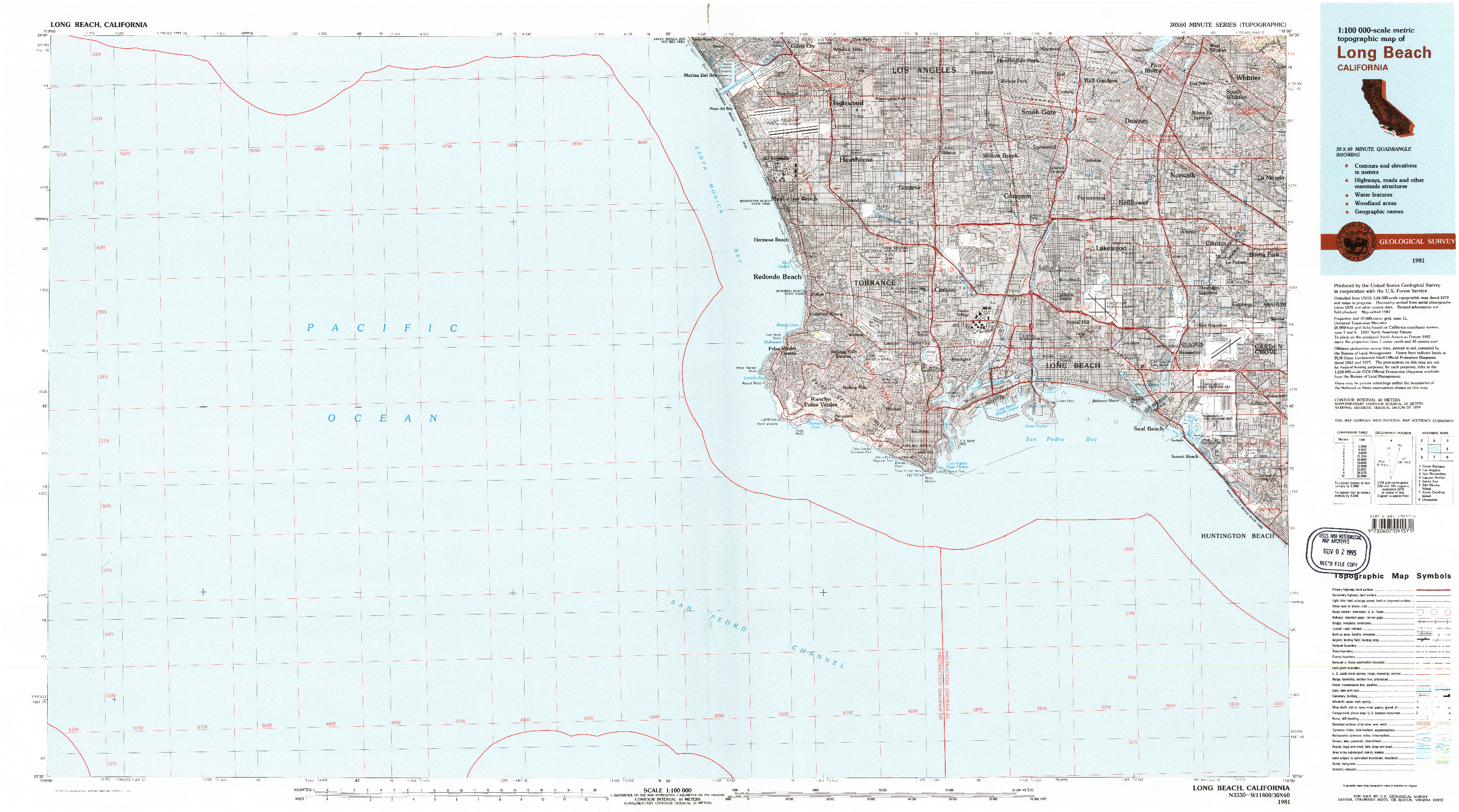 USGS 1:100000-SCALE QUADRANGLE FOR LONG BEACH, CA 1981