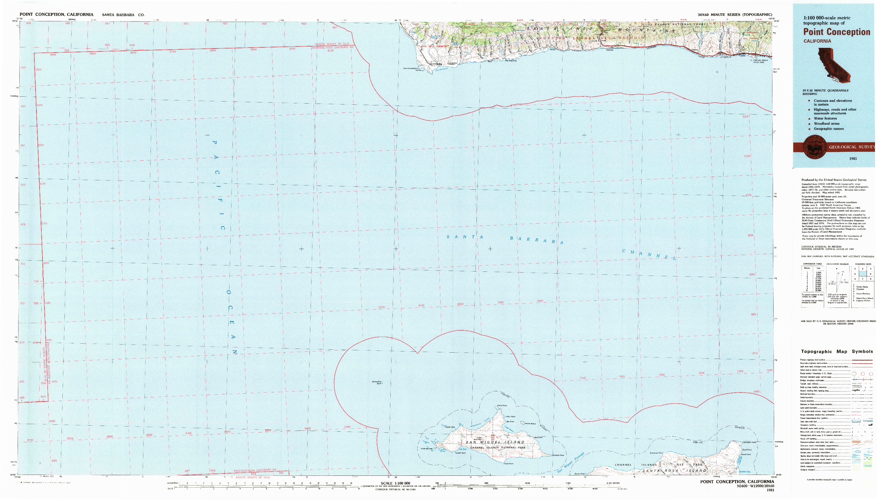 USGS 1:100000-SCALE QUADRANGLE FOR POINT CONCEPTION, CA 1981