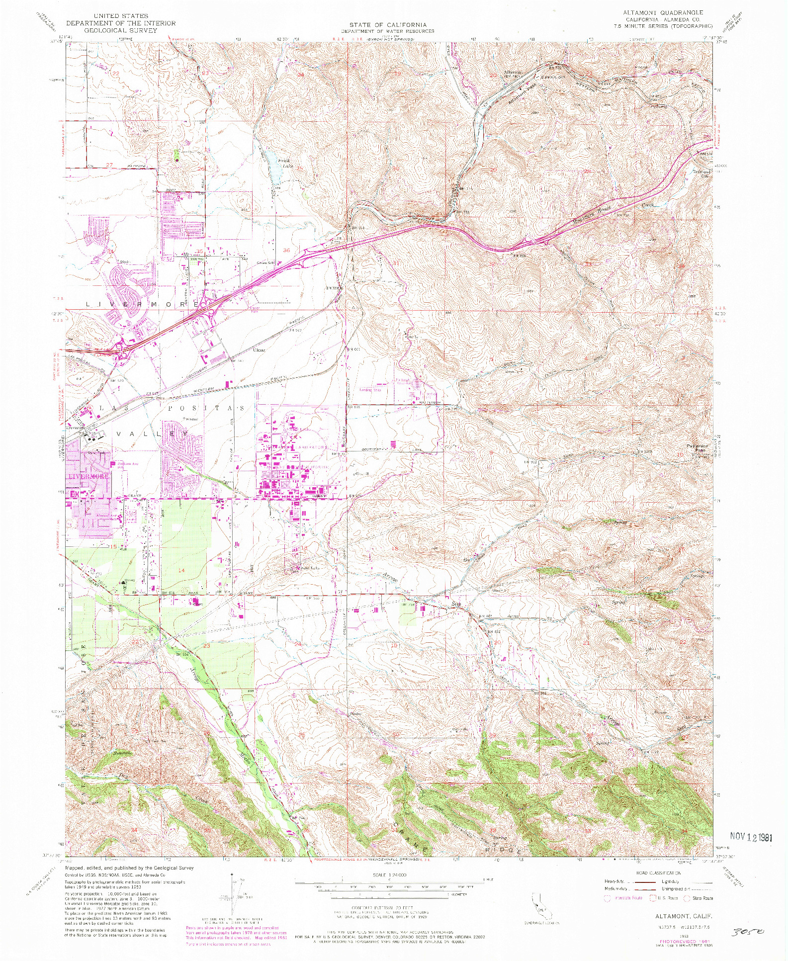 USGS 1:24000-SCALE QUADRANGLE FOR ALTAMONT, CA 1953