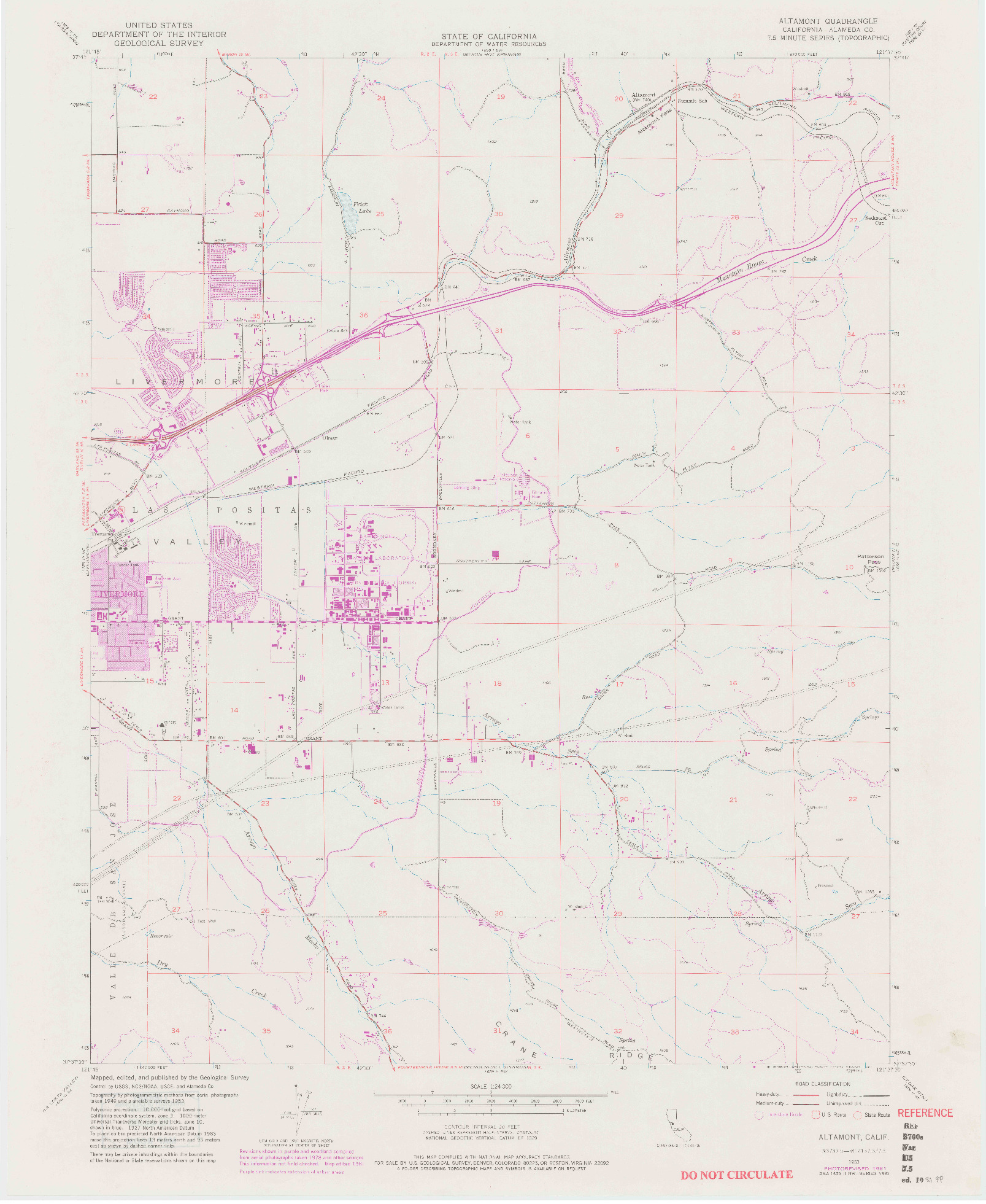 USGS 1:24000-SCALE QUADRANGLE FOR ALTAMONT, CA 1953