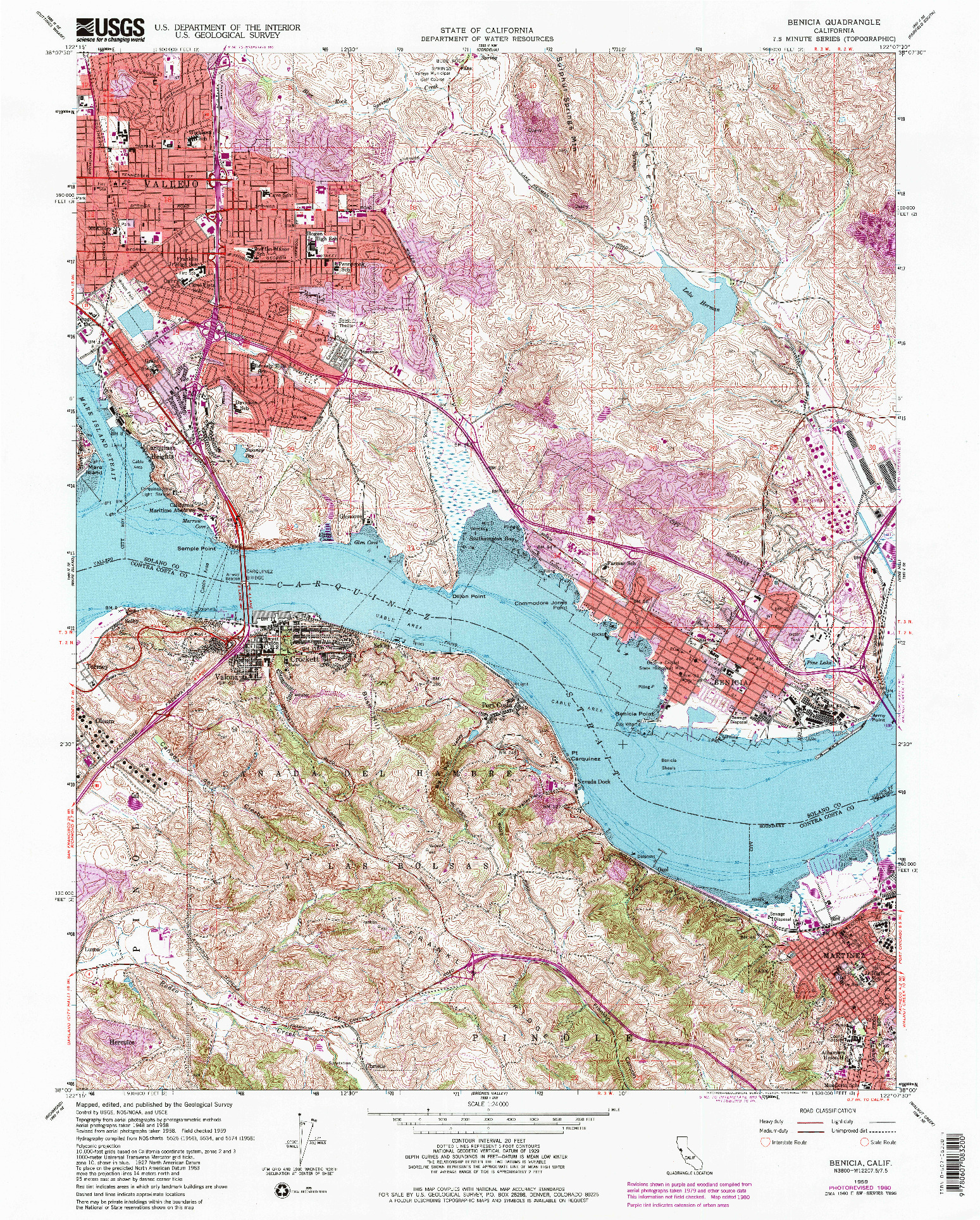 USGS 1:24000-SCALE QUADRANGLE FOR BENICIA, CA 1959