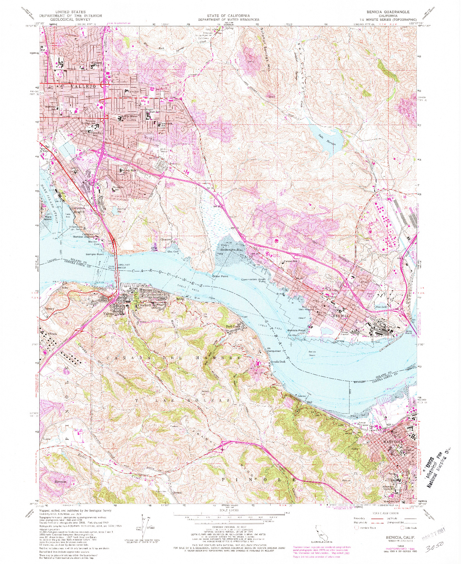 USGS 1:24000-SCALE QUADRANGLE FOR BENICIA, CA 1959