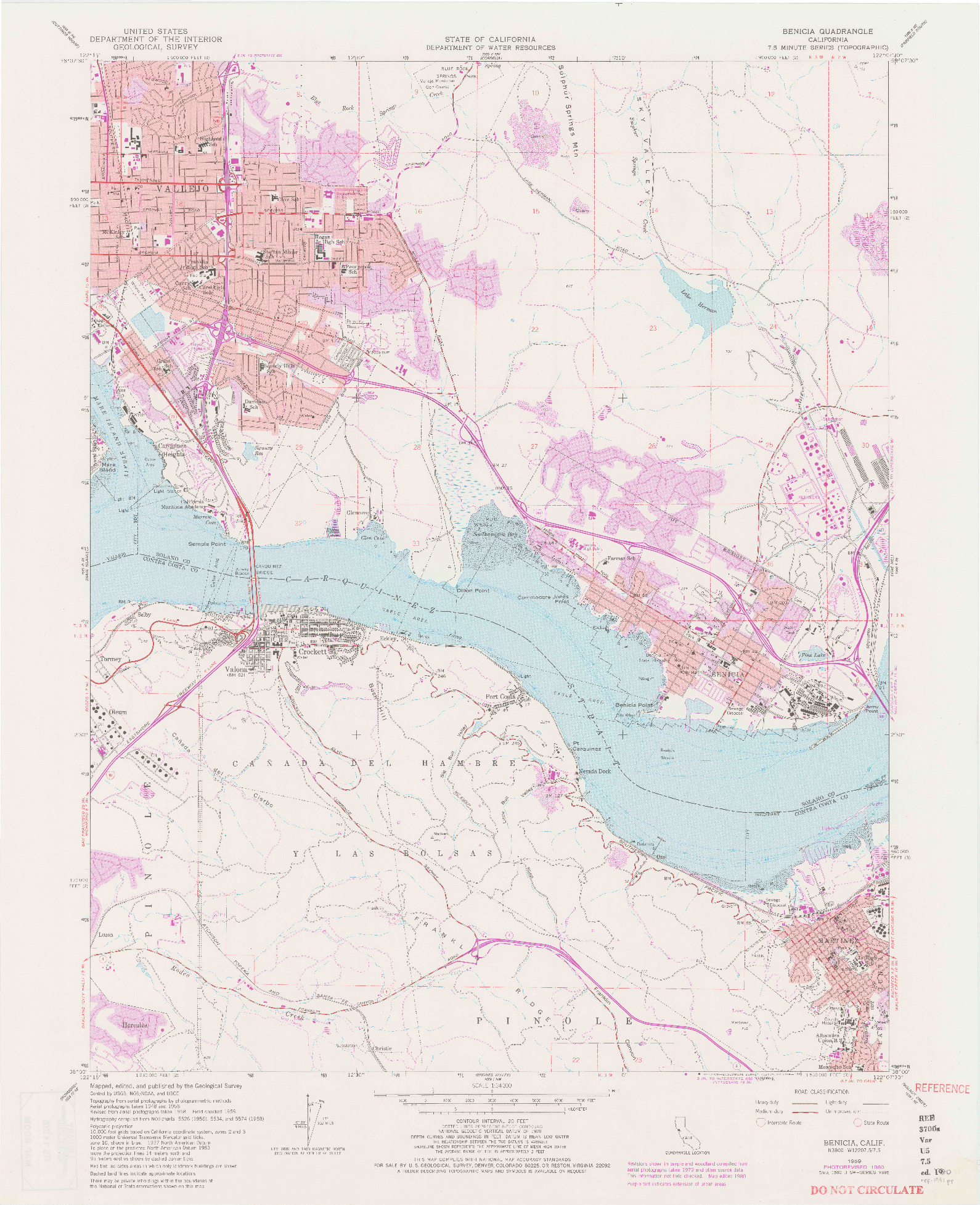 USGS 1:24000-SCALE QUADRANGLE FOR BENICIA, CA 1959