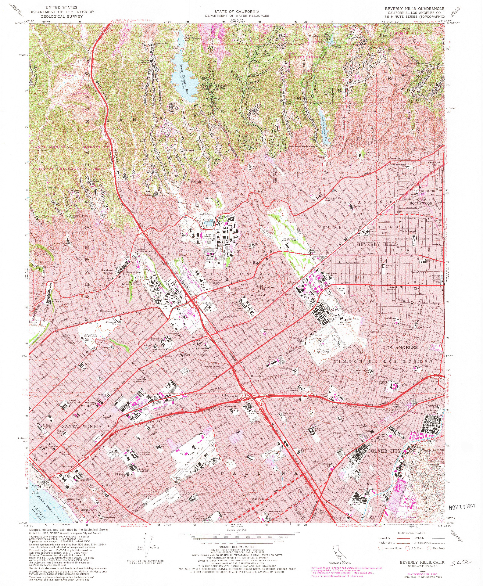 USGS 1:24000-SCALE QUADRANGLE FOR BEVERLY HILLS, CA 1966