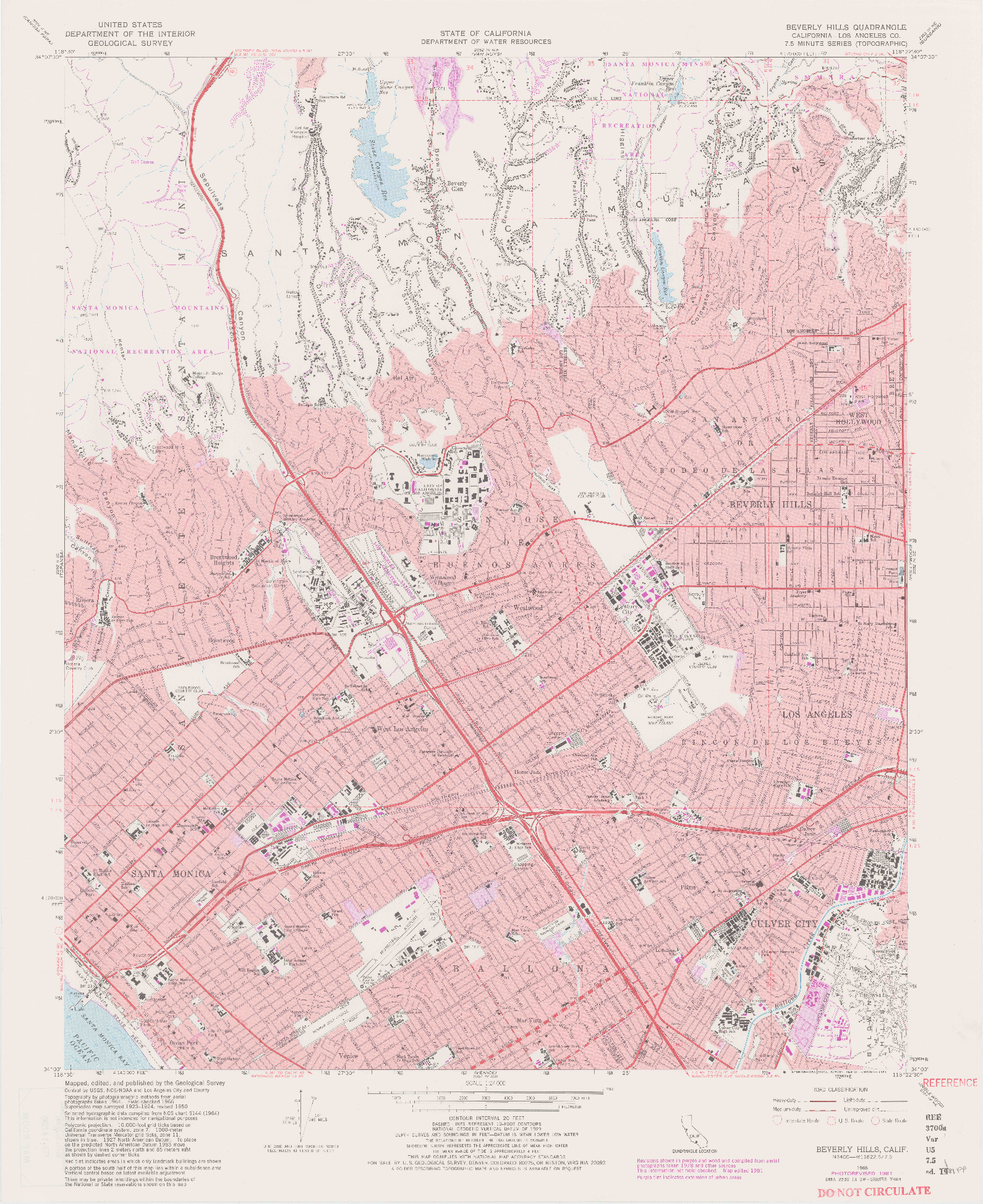 USGS 1:24000-SCALE QUADRANGLE FOR BEVERLY HILLS, CA 1966