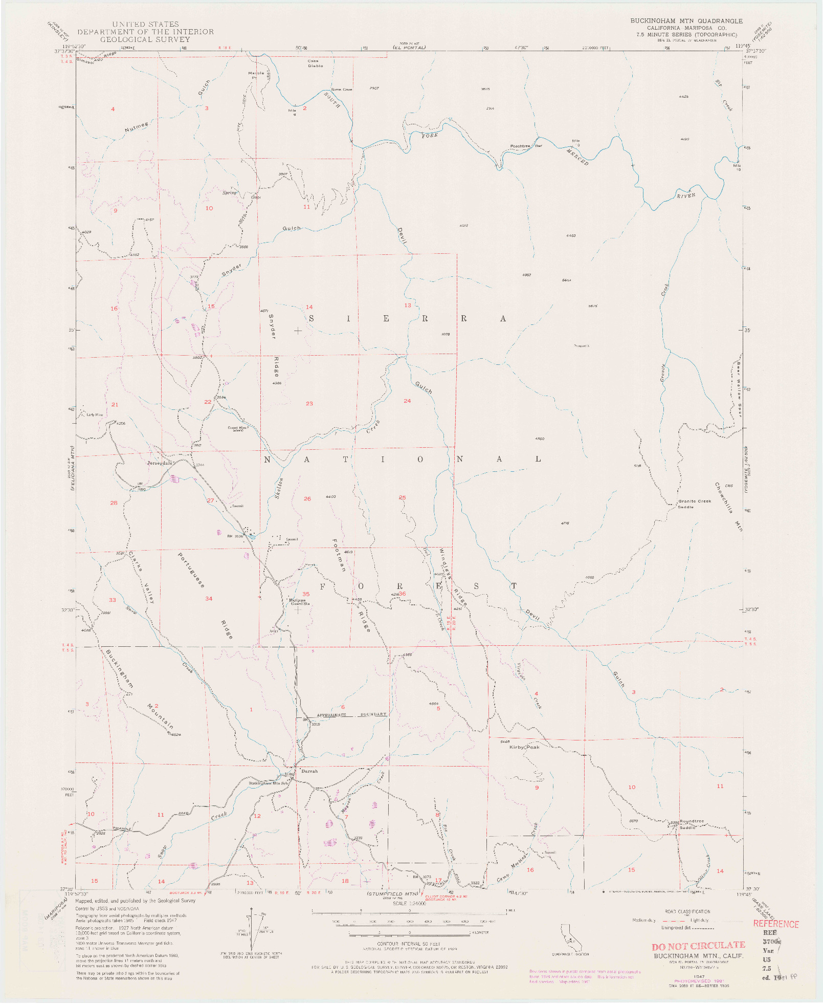 USGS 1:24000-SCALE QUADRANGLE FOR BUCKINGHAM MTN, CA 1947