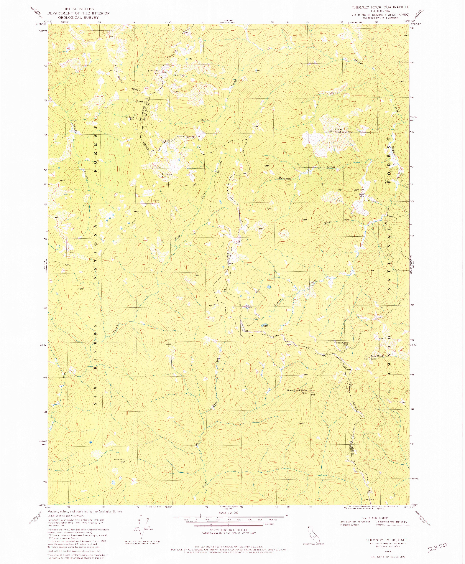 USGS 1:24000-SCALE QUADRANGLE FOR CHIMNEY ROCK, CA 1981