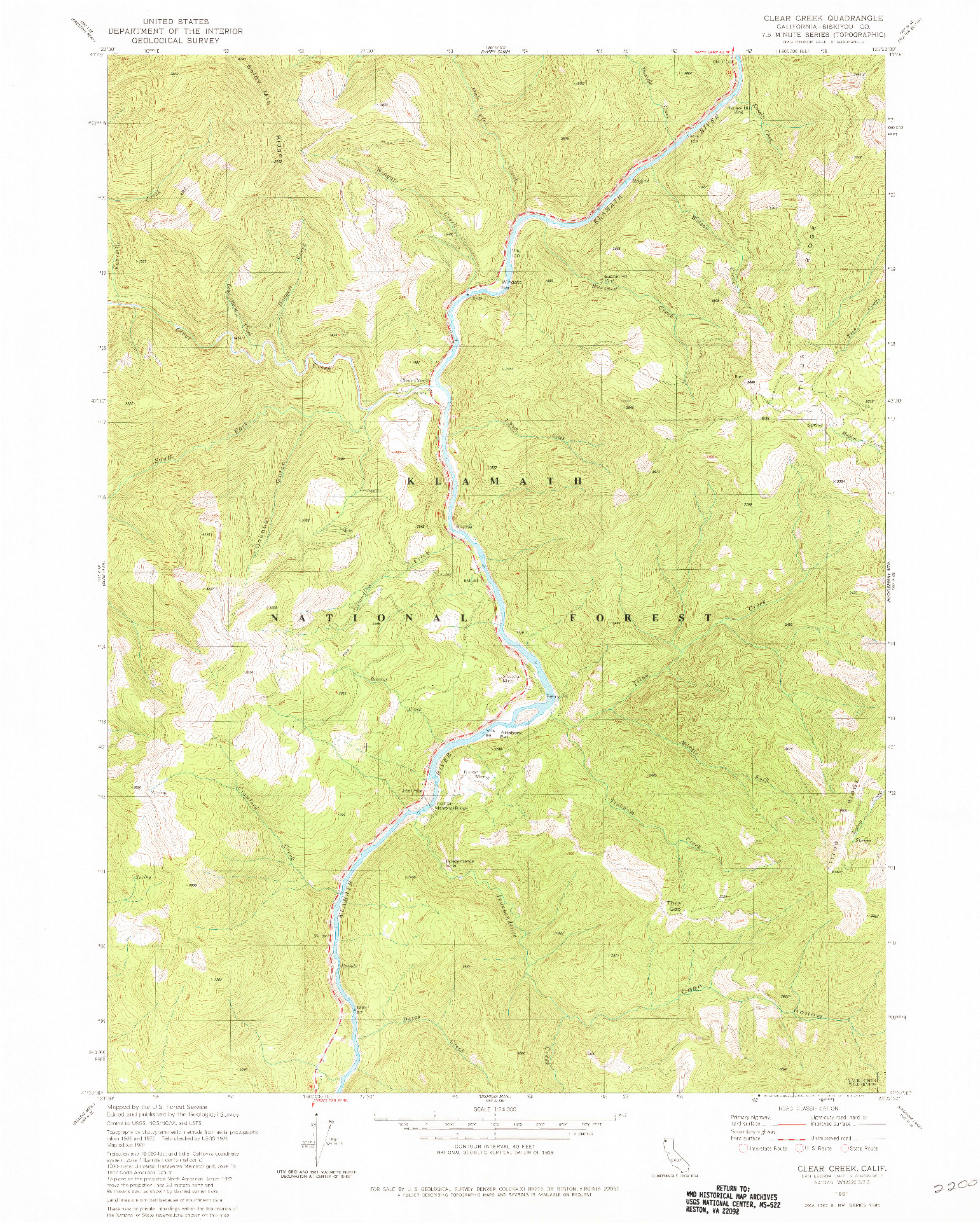 USGS 1:24000-SCALE QUADRANGLE FOR CLEAR CREEK, CA 1981