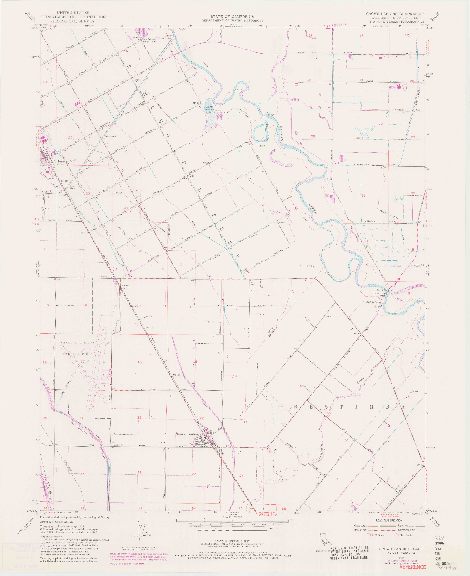 USGS 1:24000-SCALE QUADRANGLE FOR CROWS LANDING, CA 1952