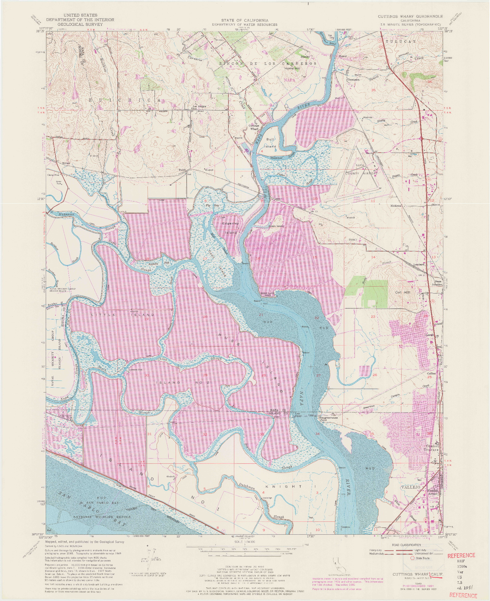 USGS 1:24000-SCALE QUADRANGLE FOR CUTTINGS WHARF, CA 1949