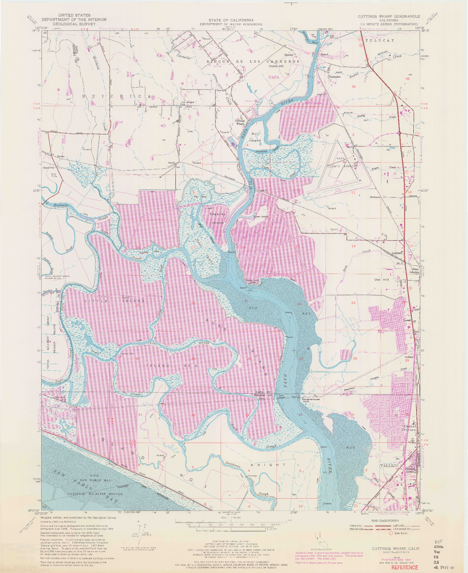 USGS 1:24000-SCALE QUADRANGLE FOR CUTTINGS WHARF, CA 1949