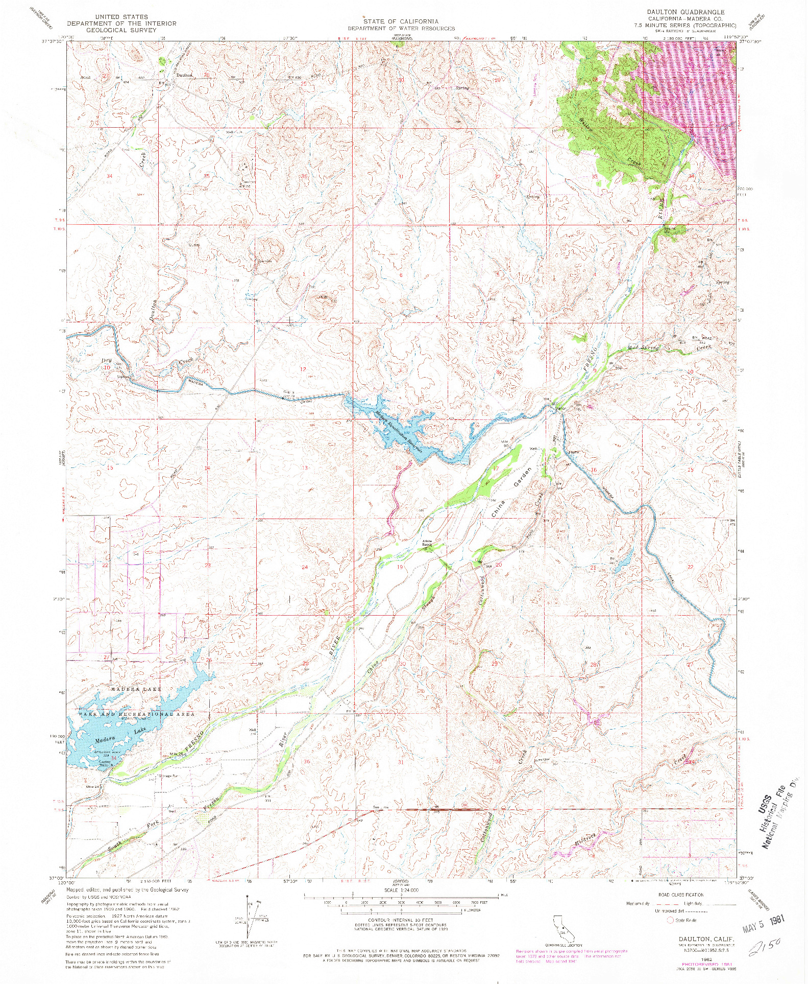 USGS 1:24000-SCALE QUADRANGLE FOR DAULTON, CA 1962