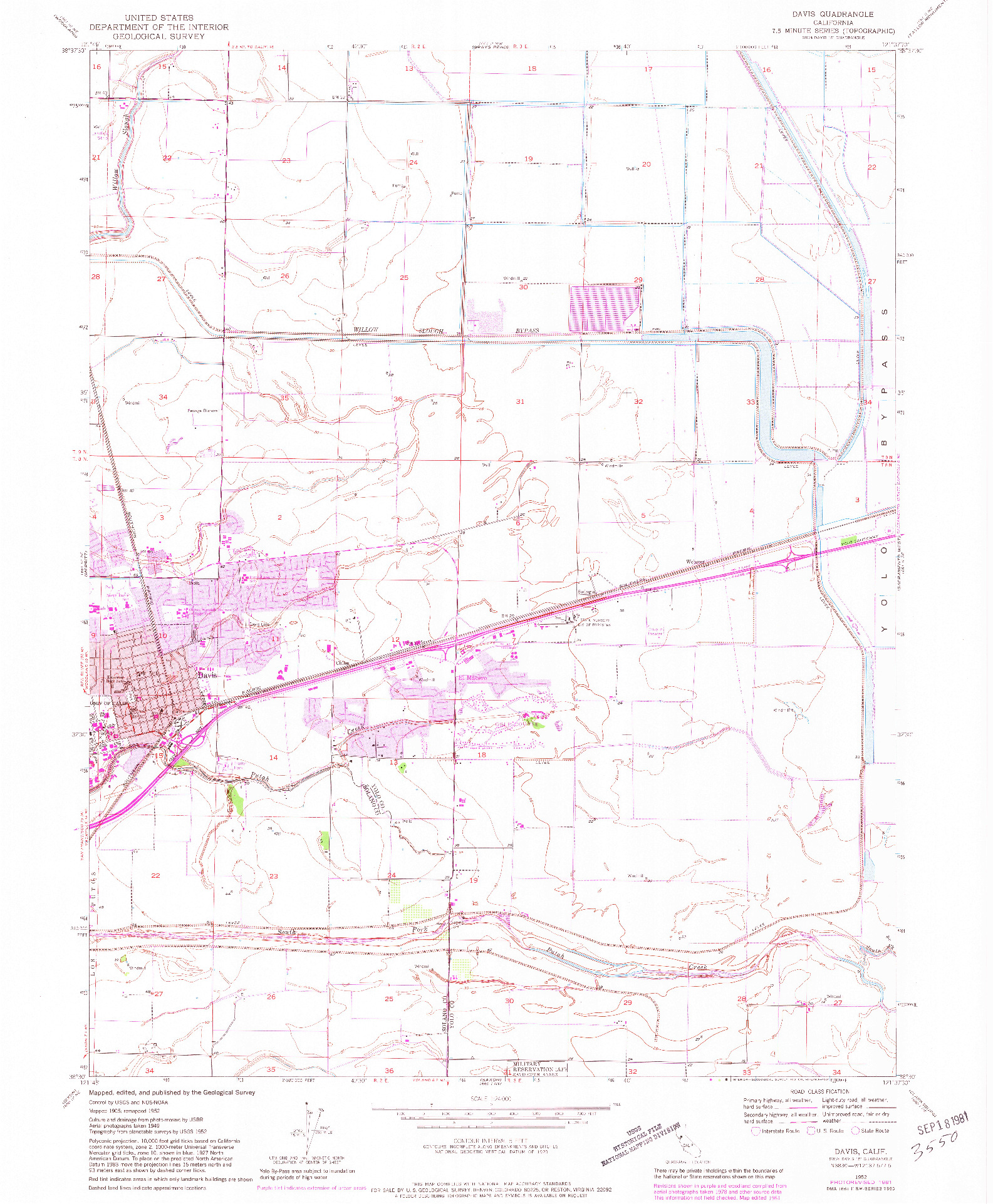 USGS 1:24000-SCALE QUADRANGLE FOR DAVIS, CA 1952