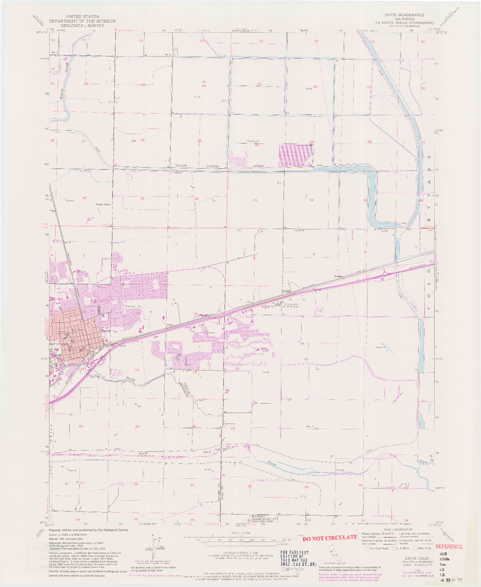 USGS 1:24000-SCALE QUADRANGLE FOR DAVIS, CA 1952