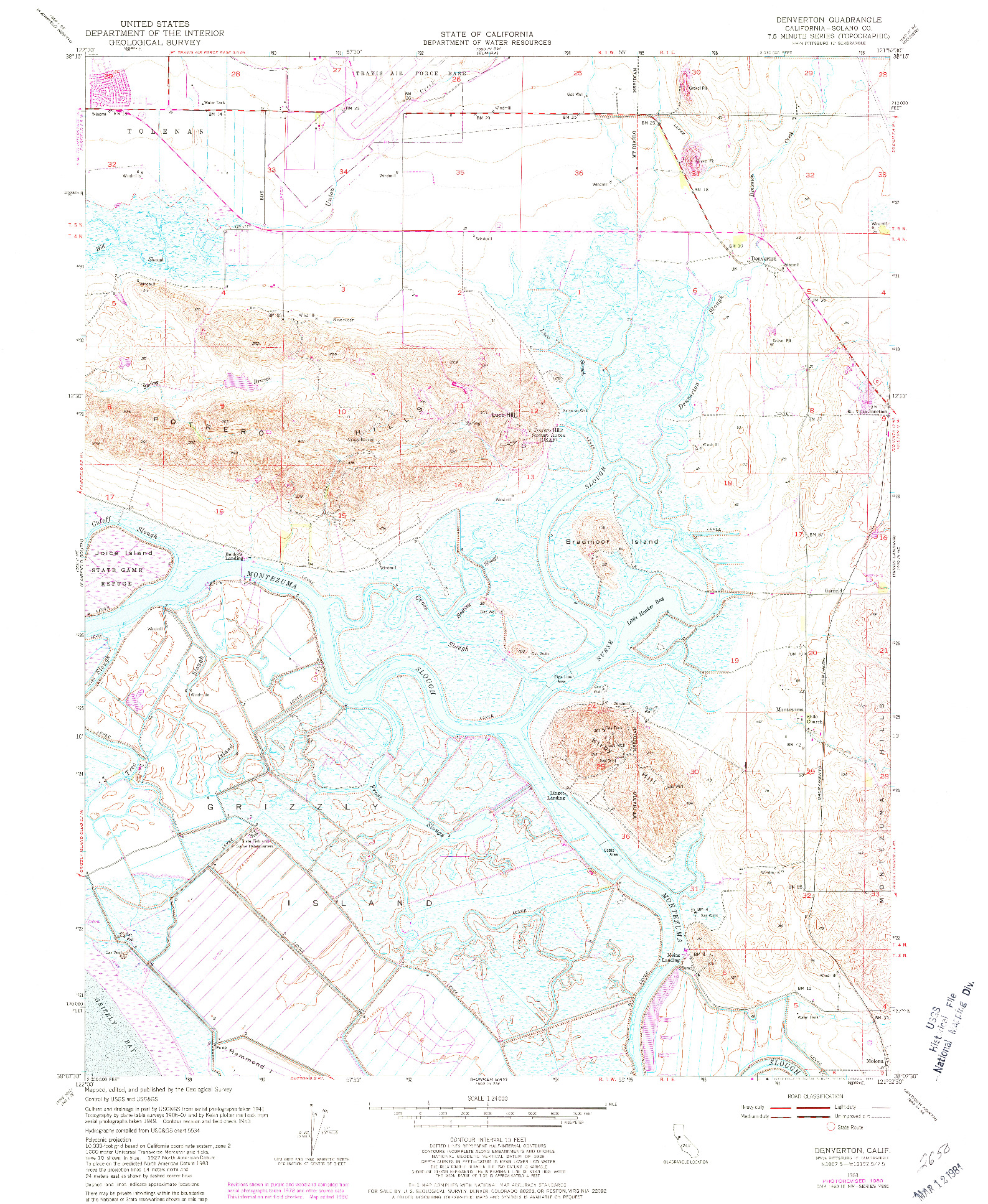 USGS 1:24000-SCALE QUADRANGLE FOR DENVERTON, CA 1953