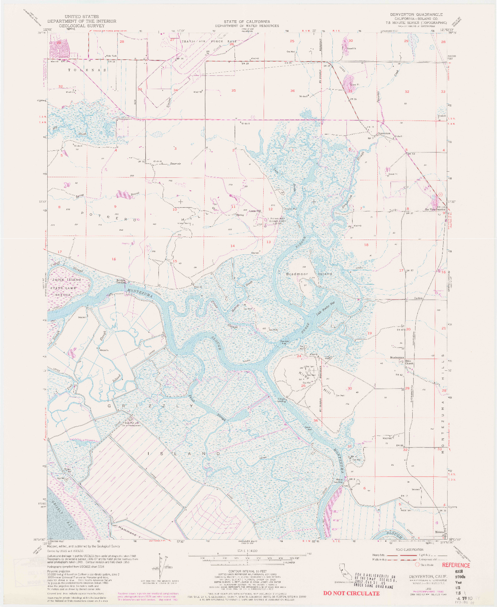 USGS 1:24000-SCALE QUADRANGLE FOR DENVERTON, CA 1953