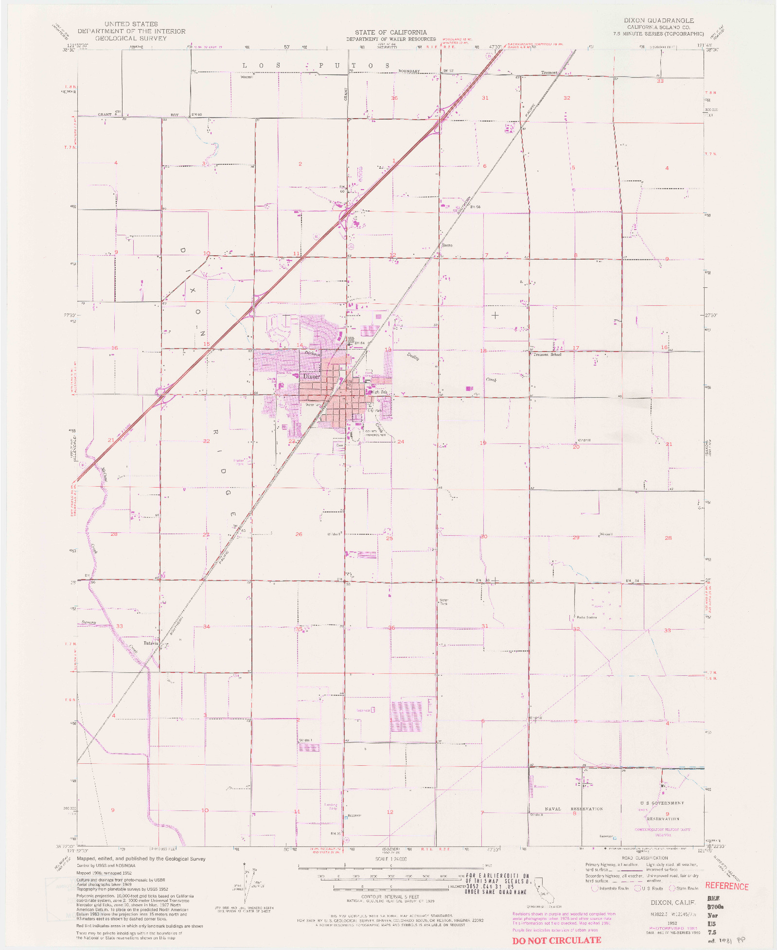 USGS 1:24000-SCALE QUADRANGLE FOR DIXON, CA 1952