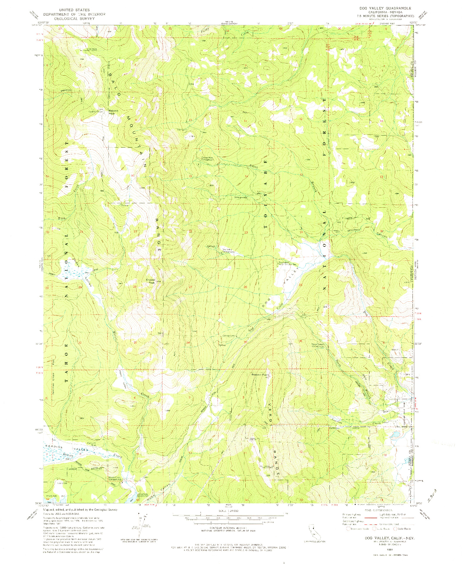 USGS 1:24000-SCALE QUADRANGLE FOR DOG VALLEY, CA 1981