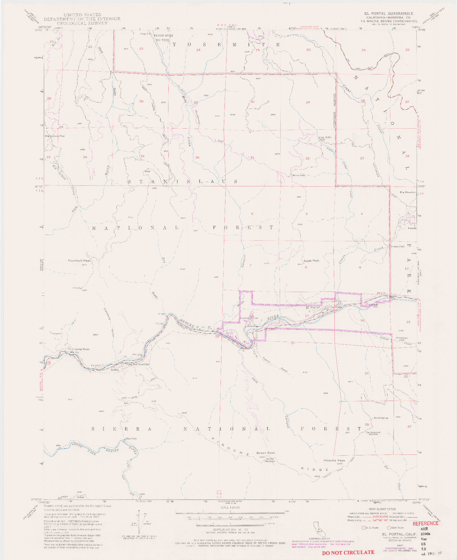 USGS 1:24000-SCALE QUADRANGLE FOR EL PORTAL, CA 1947