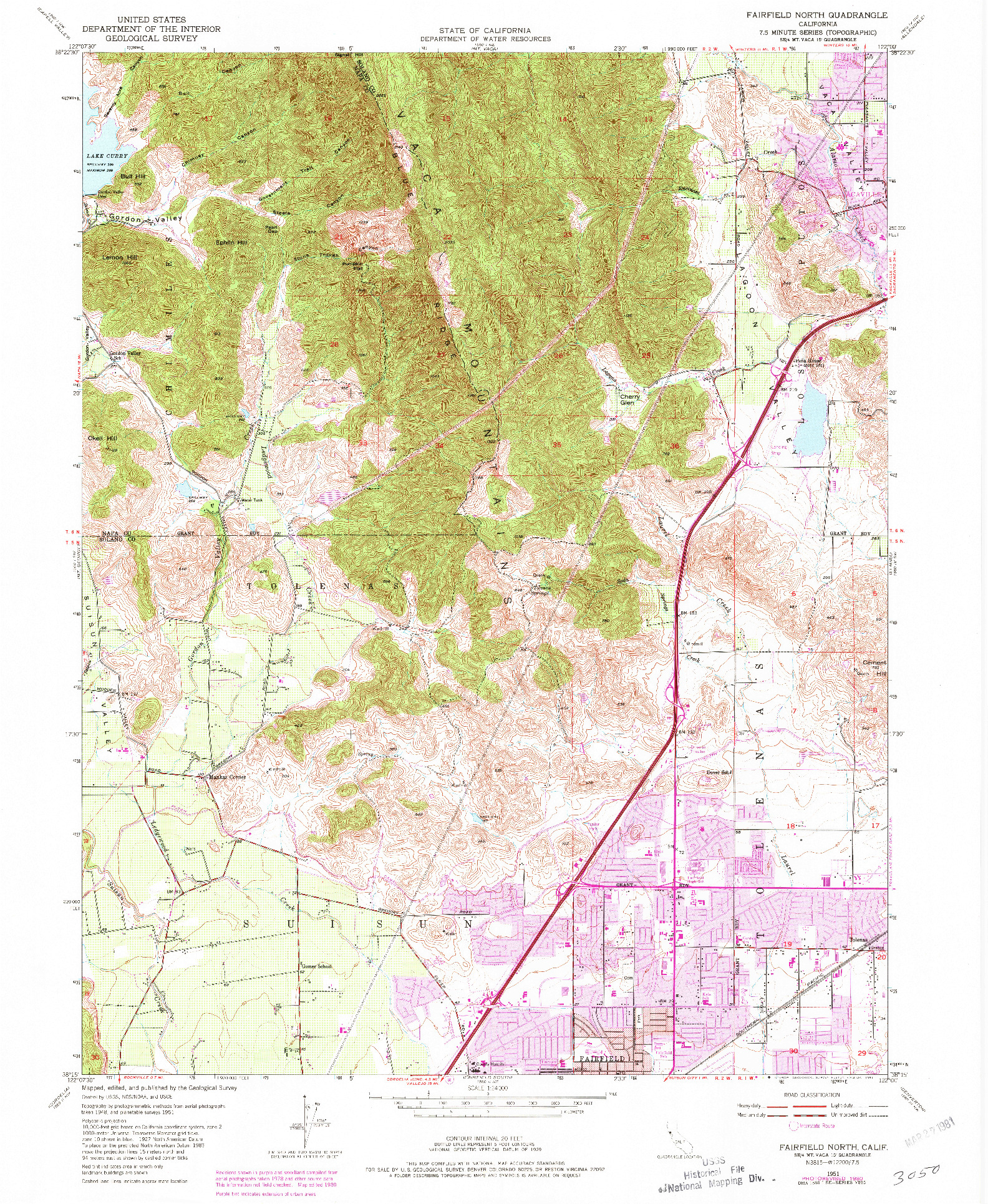 USGS 1:24000-SCALE QUADRANGLE FOR FAIRFIELD NORTH, CA 1951