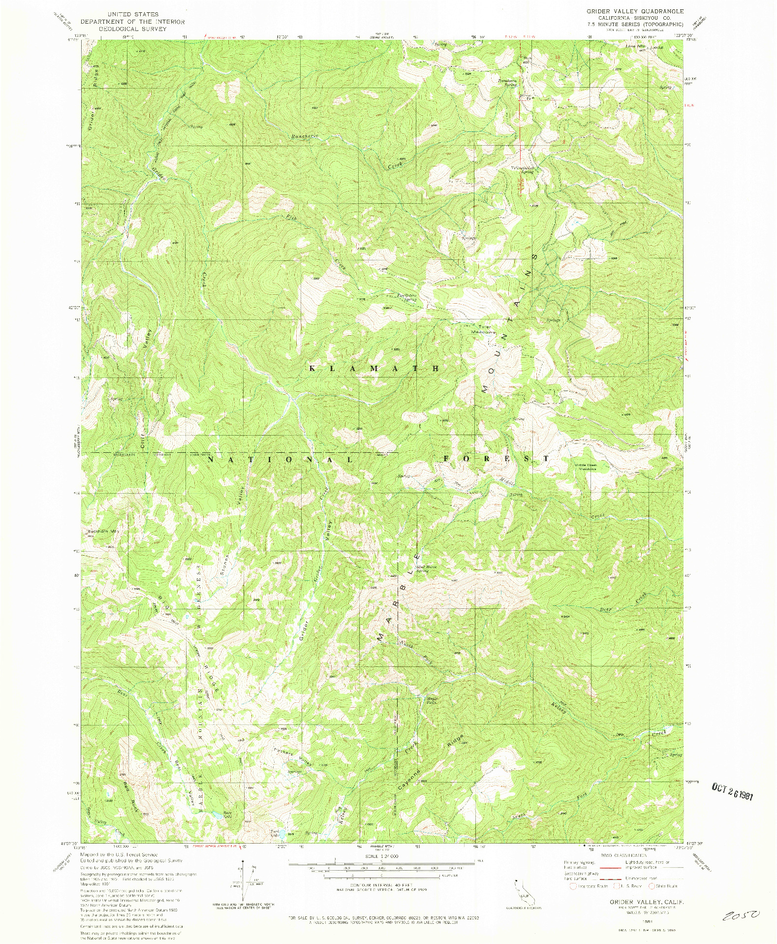 USGS 1:24000-SCALE QUADRANGLE FOR GRIDER VALLEY, CA 1981