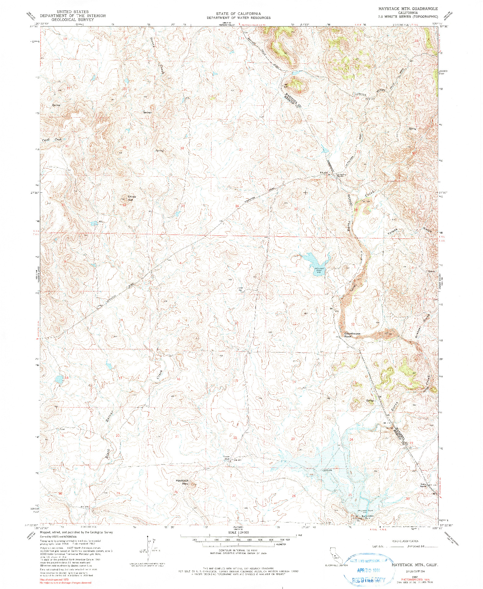 USGS 1:24000-SCALE QUADRANGLE FOR HAYSTACK MTN., CA 1962