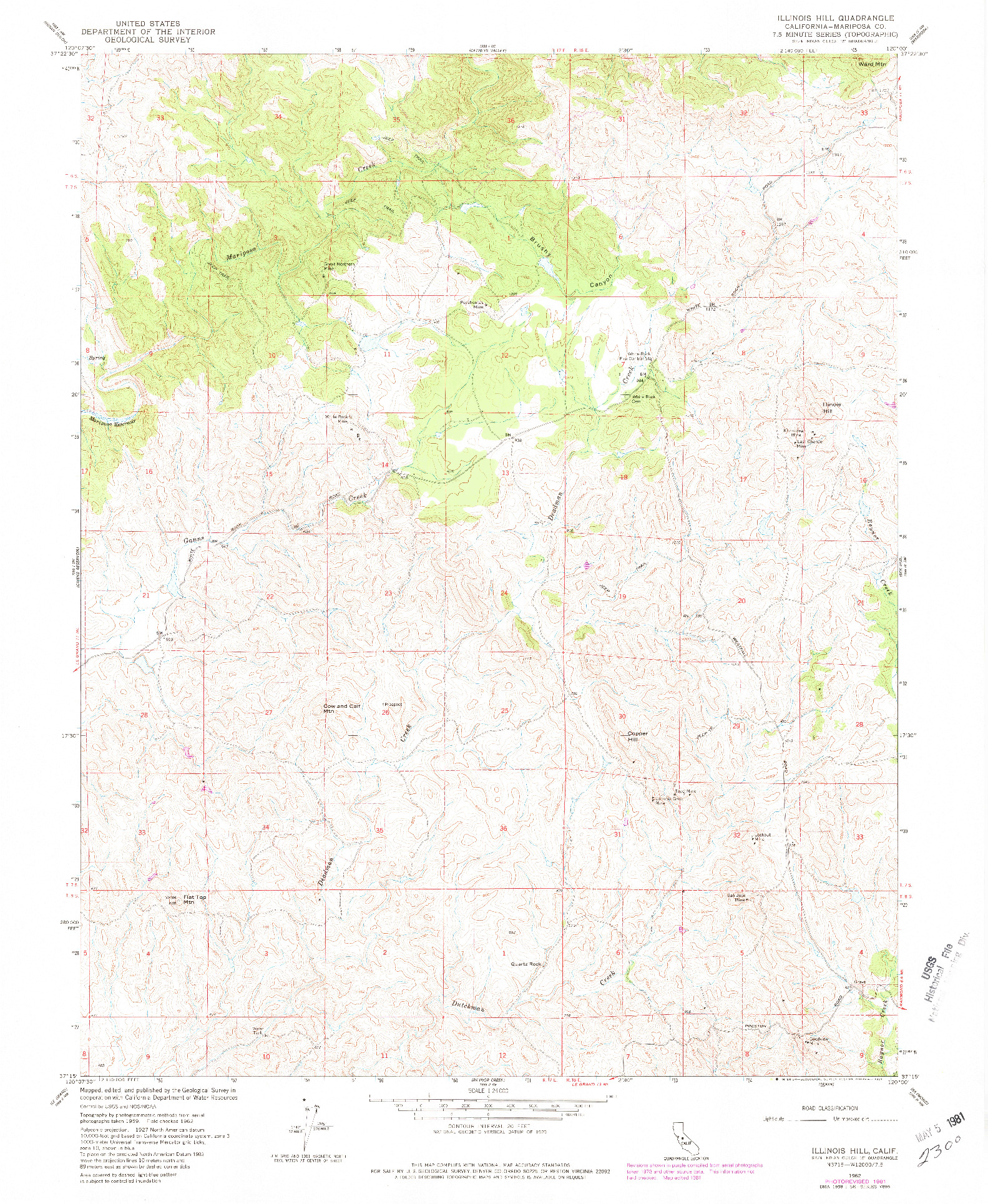 USGS 1:24000-SCALE QUADRANGLE FOR ILLINOIS HILL, CA 1962