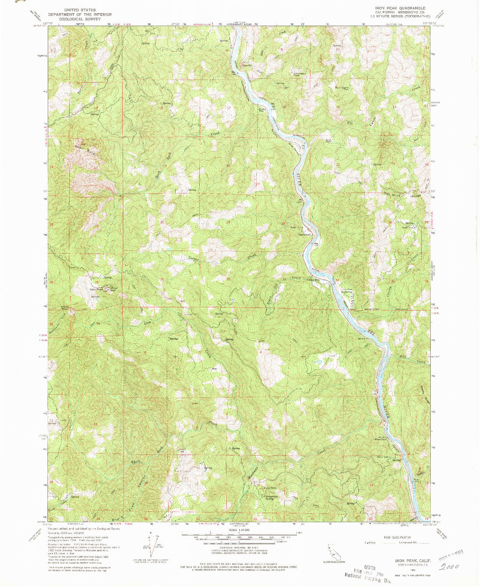 USGS 1:24000-SCALE QUADRANGLE FOR IRON PEAK, CA 1967